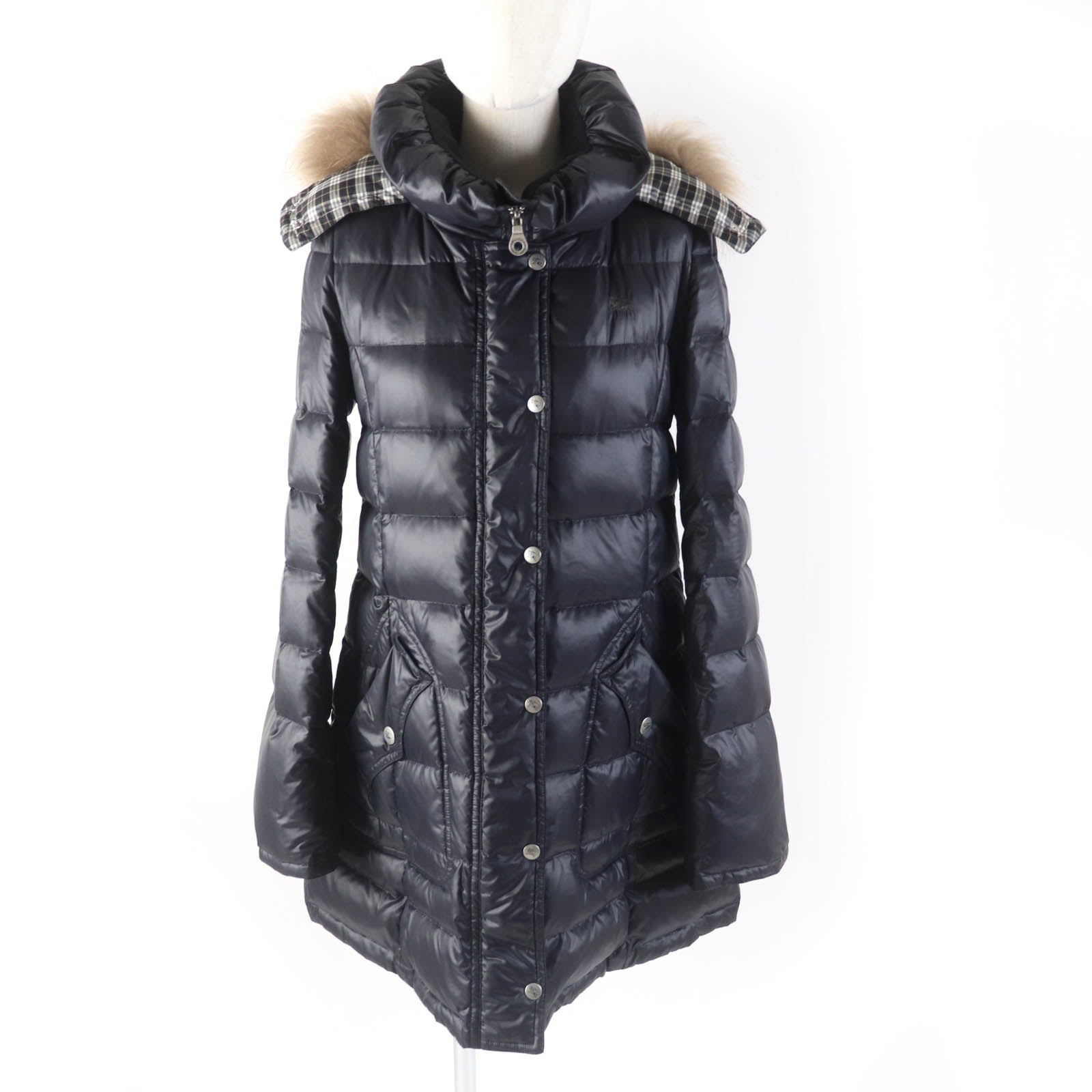 Burberry Nylon Polyester Raccoon Fur Down Coat Women