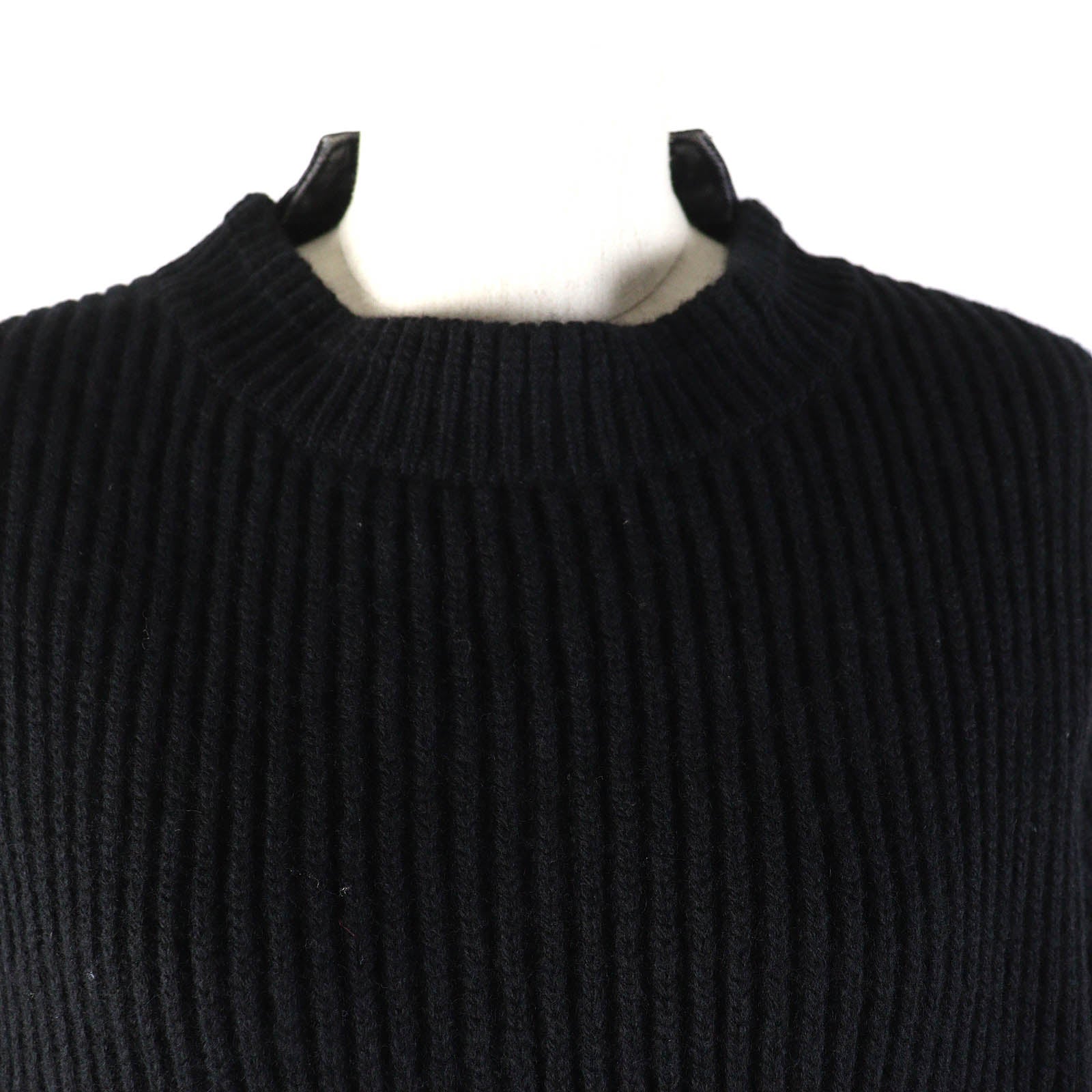 Sacai Wool Cotton Denim Puff Sleeve Knit Pullover