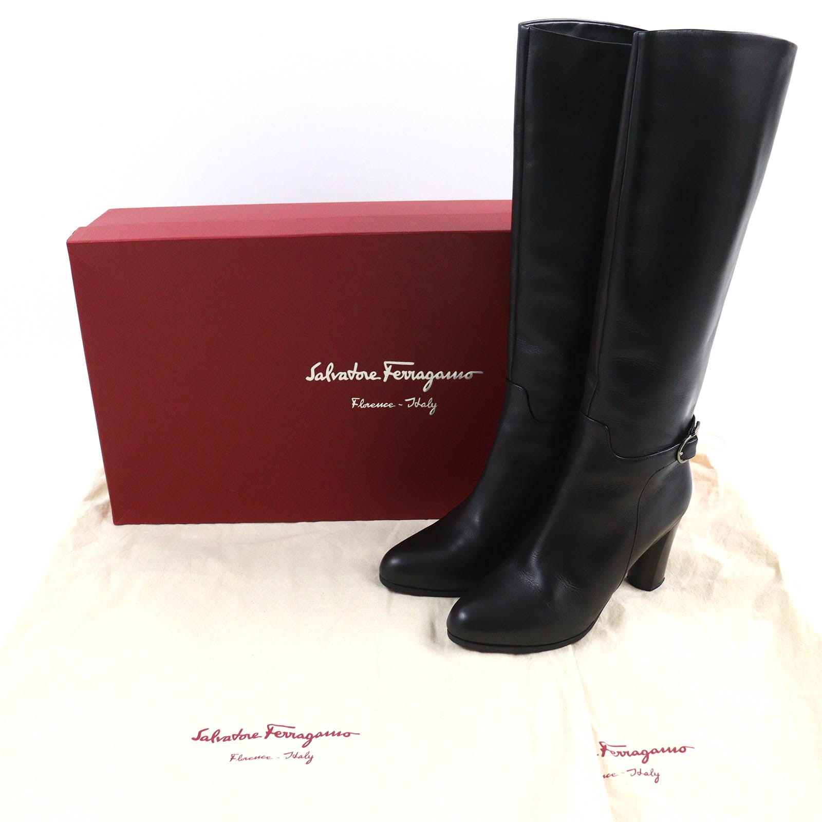 Salvatore Ferragamo Gancini Leather Knee-high Boots