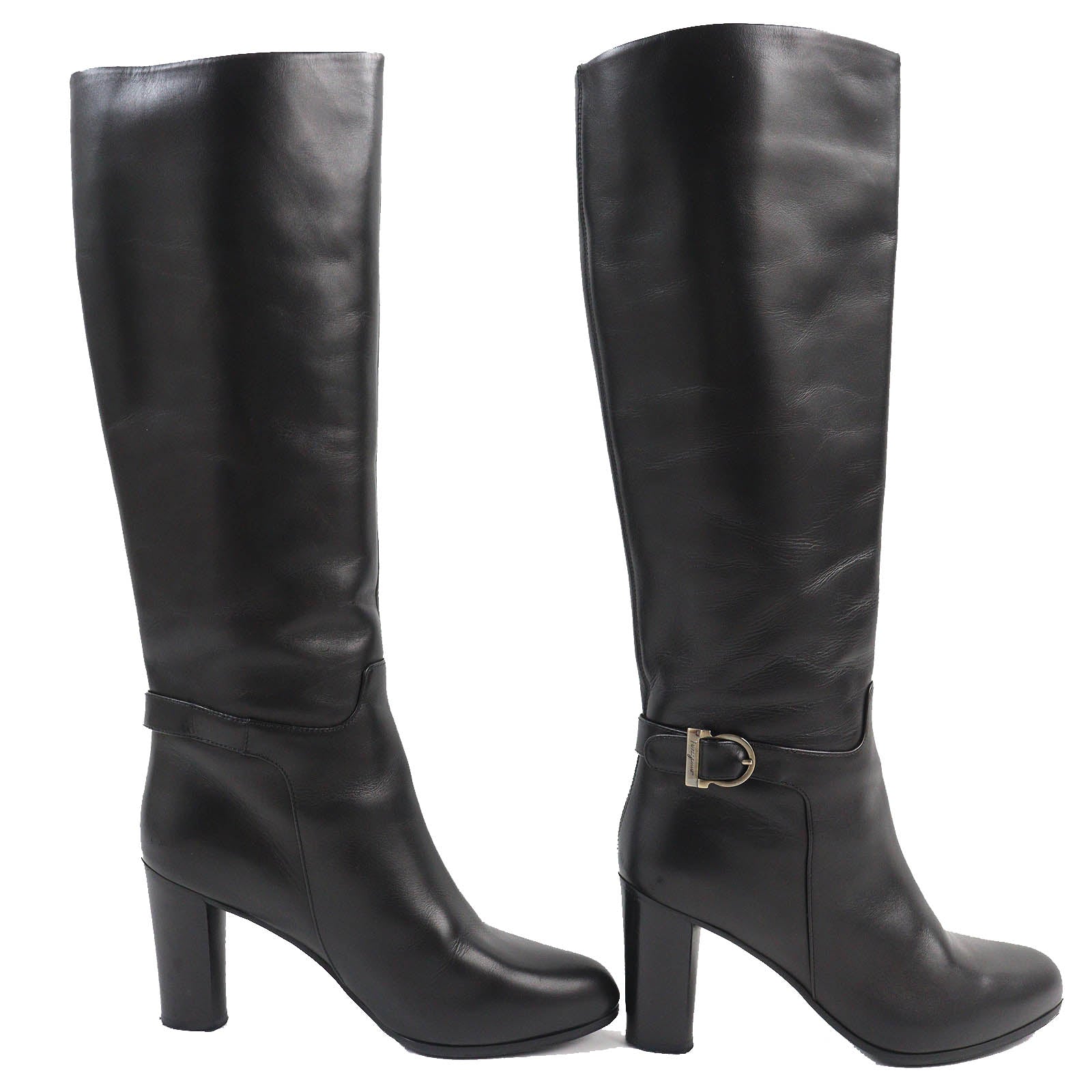 Salvatore Ferragamo Gancini Leather Knee-high Boots