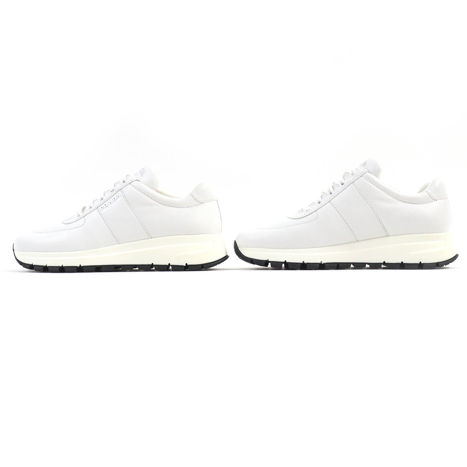 PRADA Leather Logo Low Cut Sneakers White