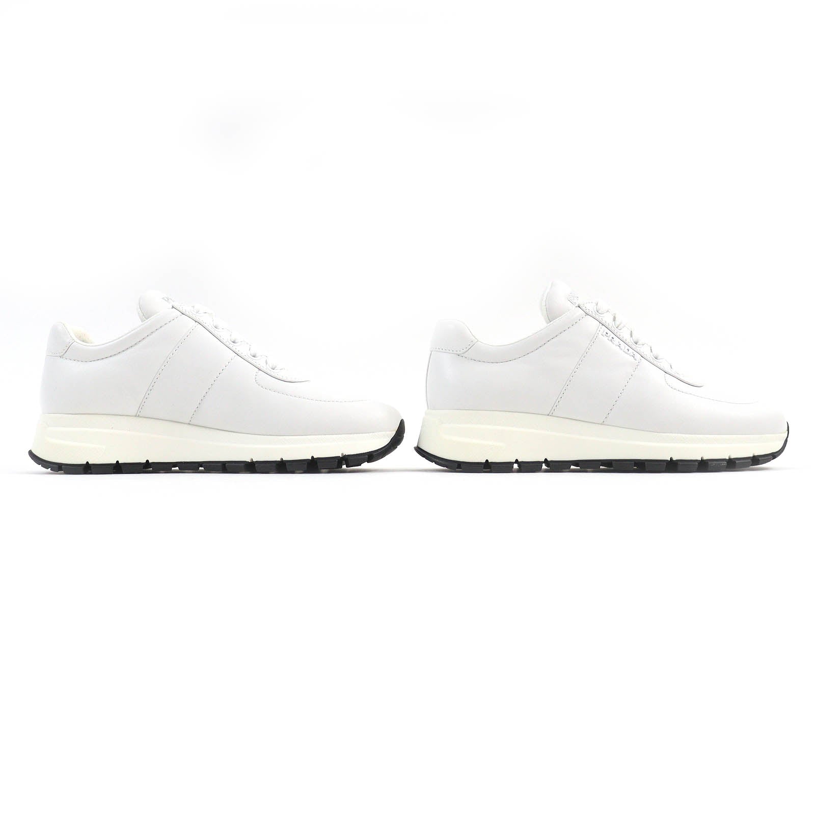 PRADA Leather Logo Low Cut Sneakers White