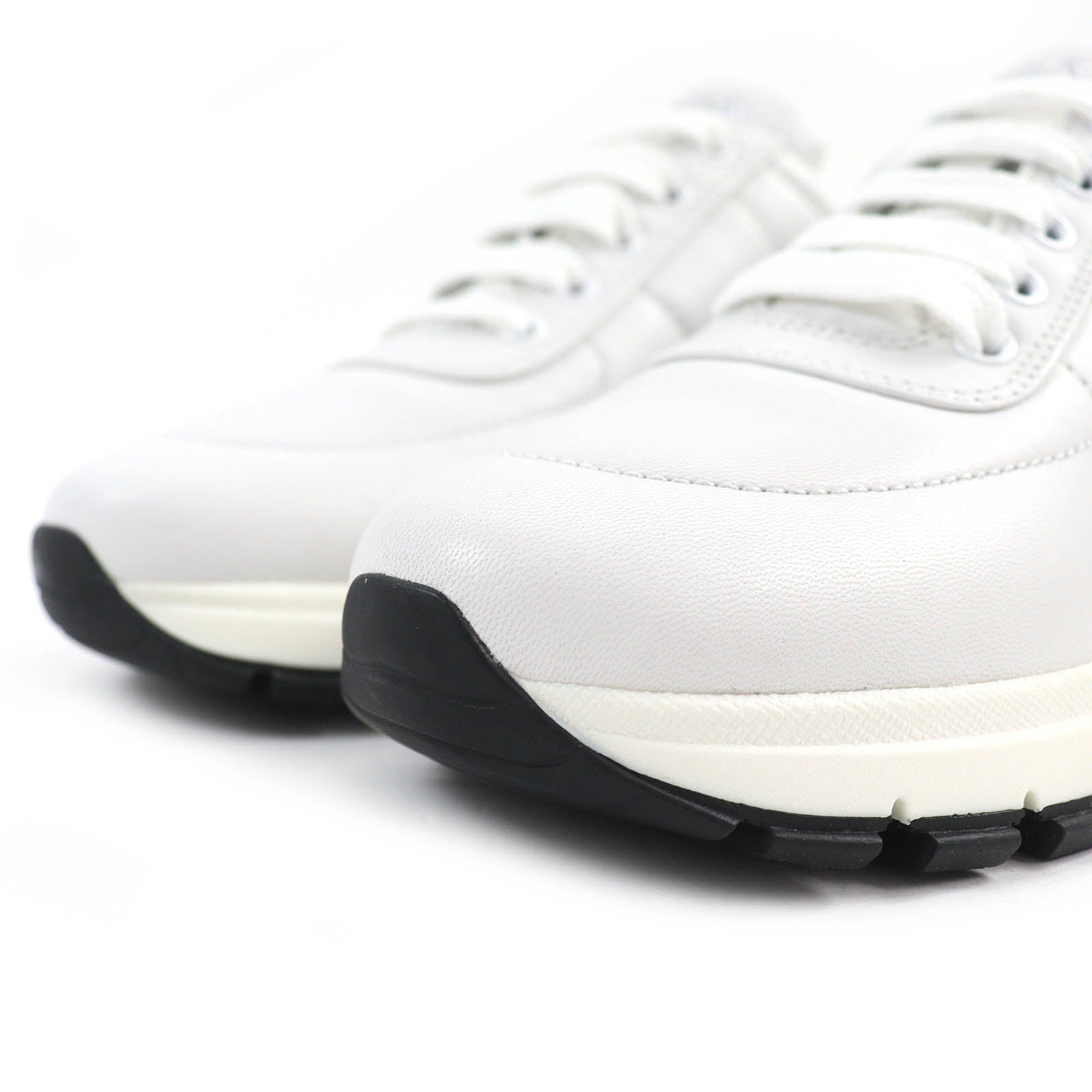 PRADA Leather Logo Low Cut Sneakers White