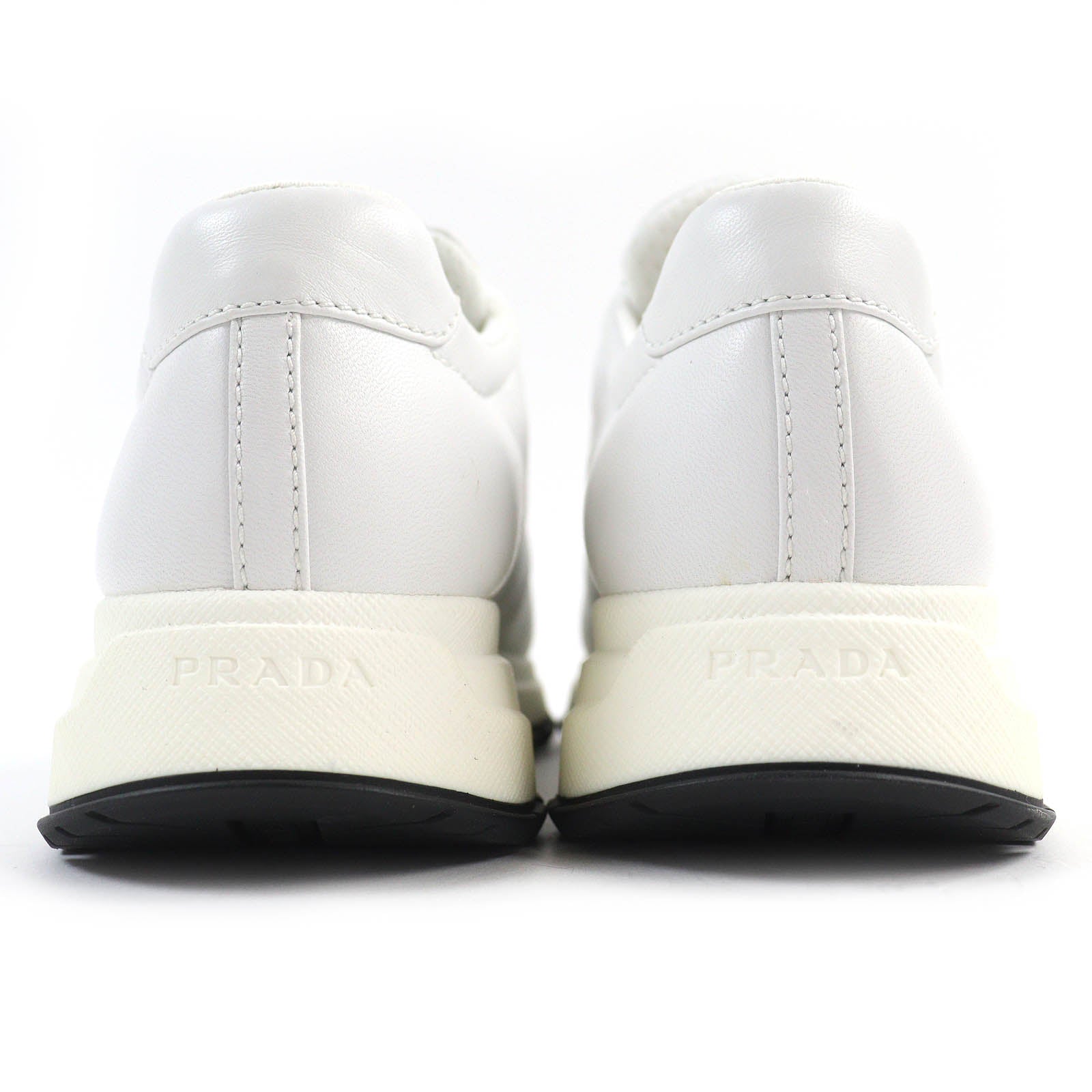 PRADA Leather Logo Low Cut Sneakers White