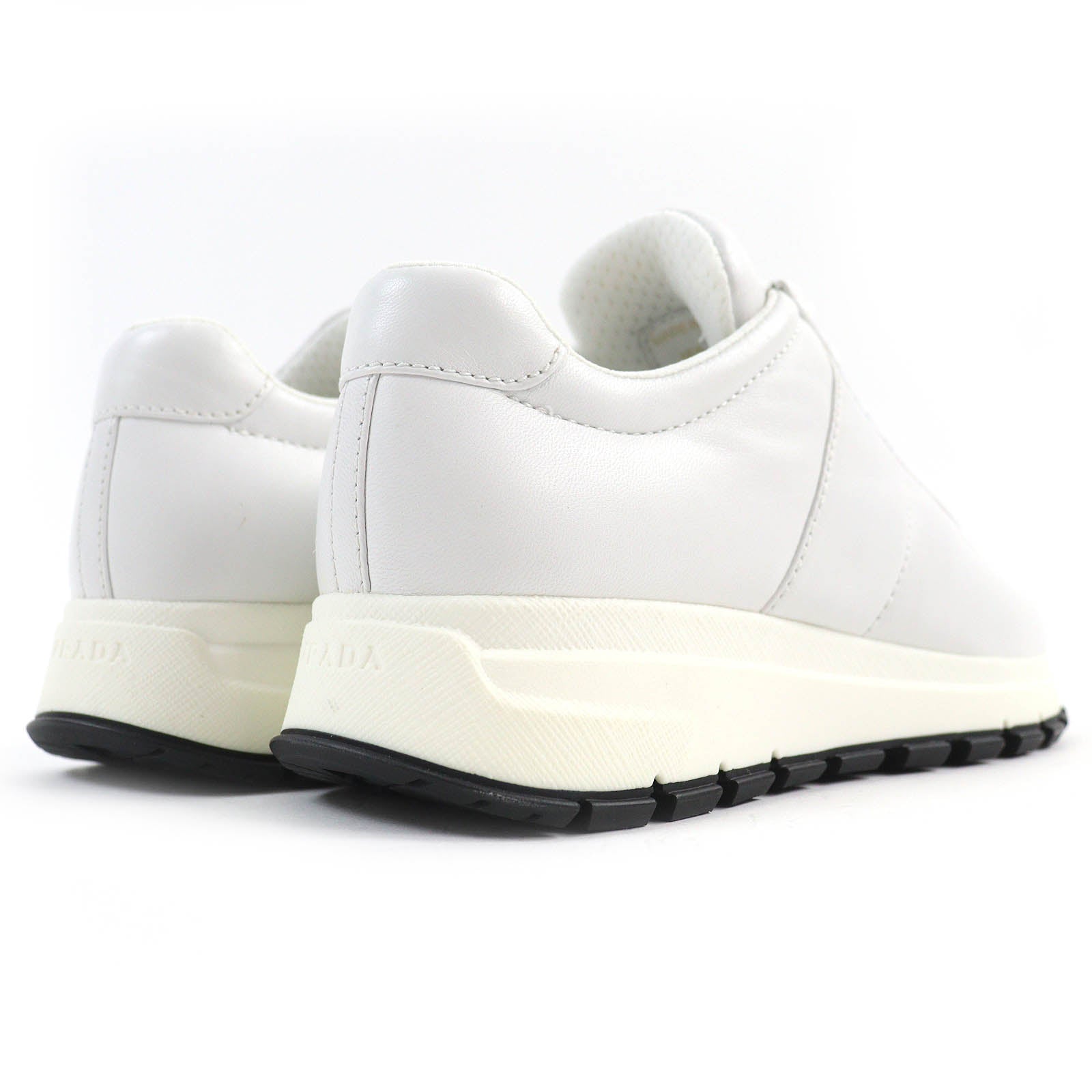 PRADA Leather Logo Low Cut Sneakers White