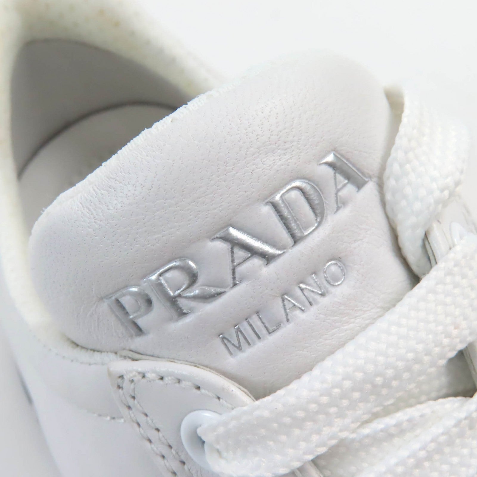 PRADA Leather Logo Low Cut Sneakers White