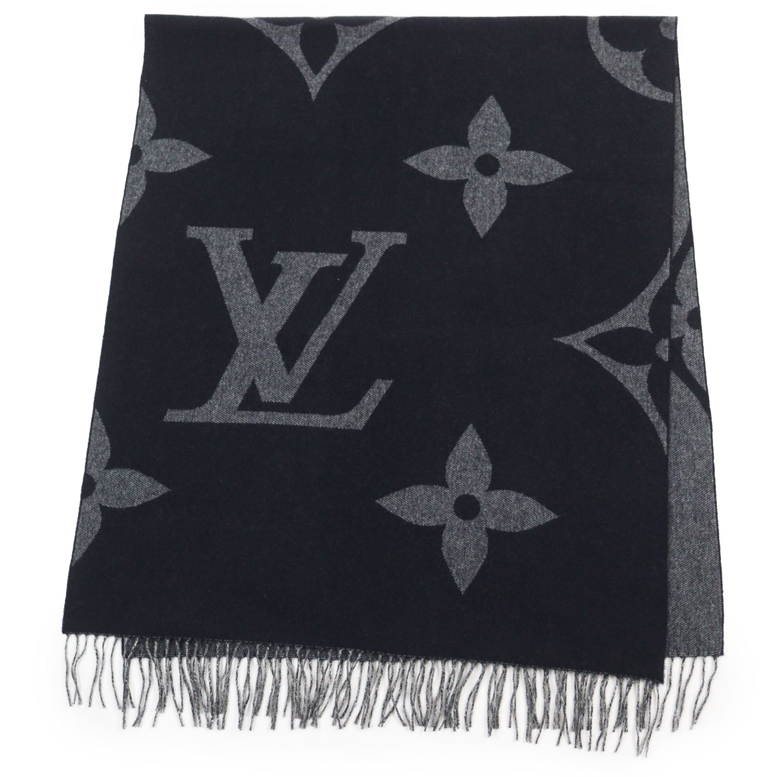 Louis Vuitton Monogram Giant Cashmere Scarf Navy