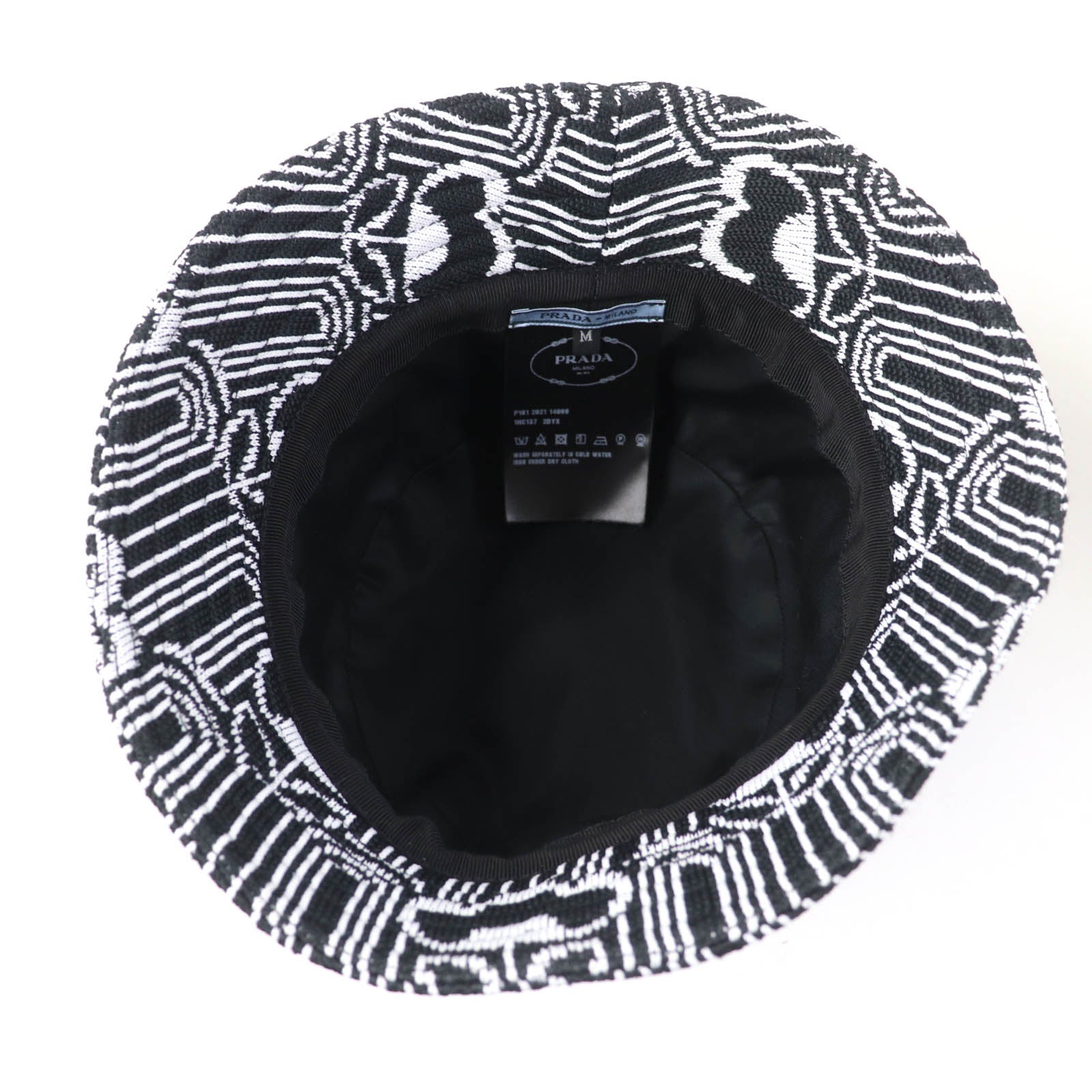 Prada Triangle Logo Bucket Hat Black White M