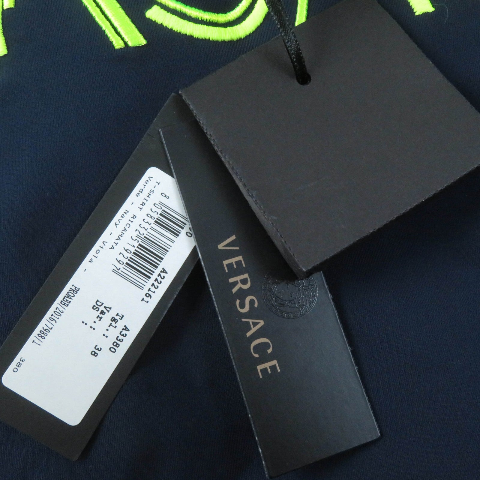 Versace Embroidered Logo Stand Neck T-Shirt