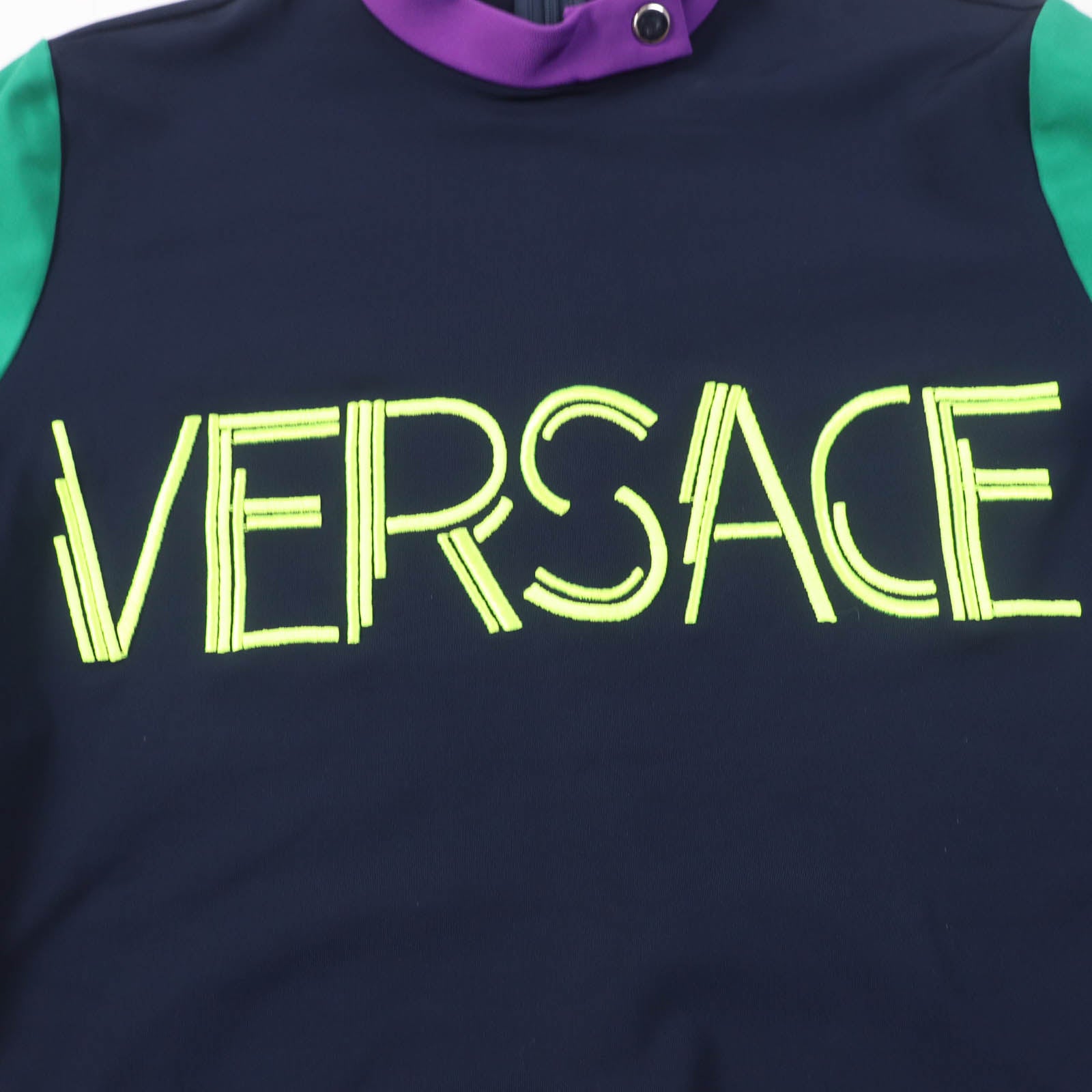 Versace Embroidered Logo Stand Neck T-Shirt