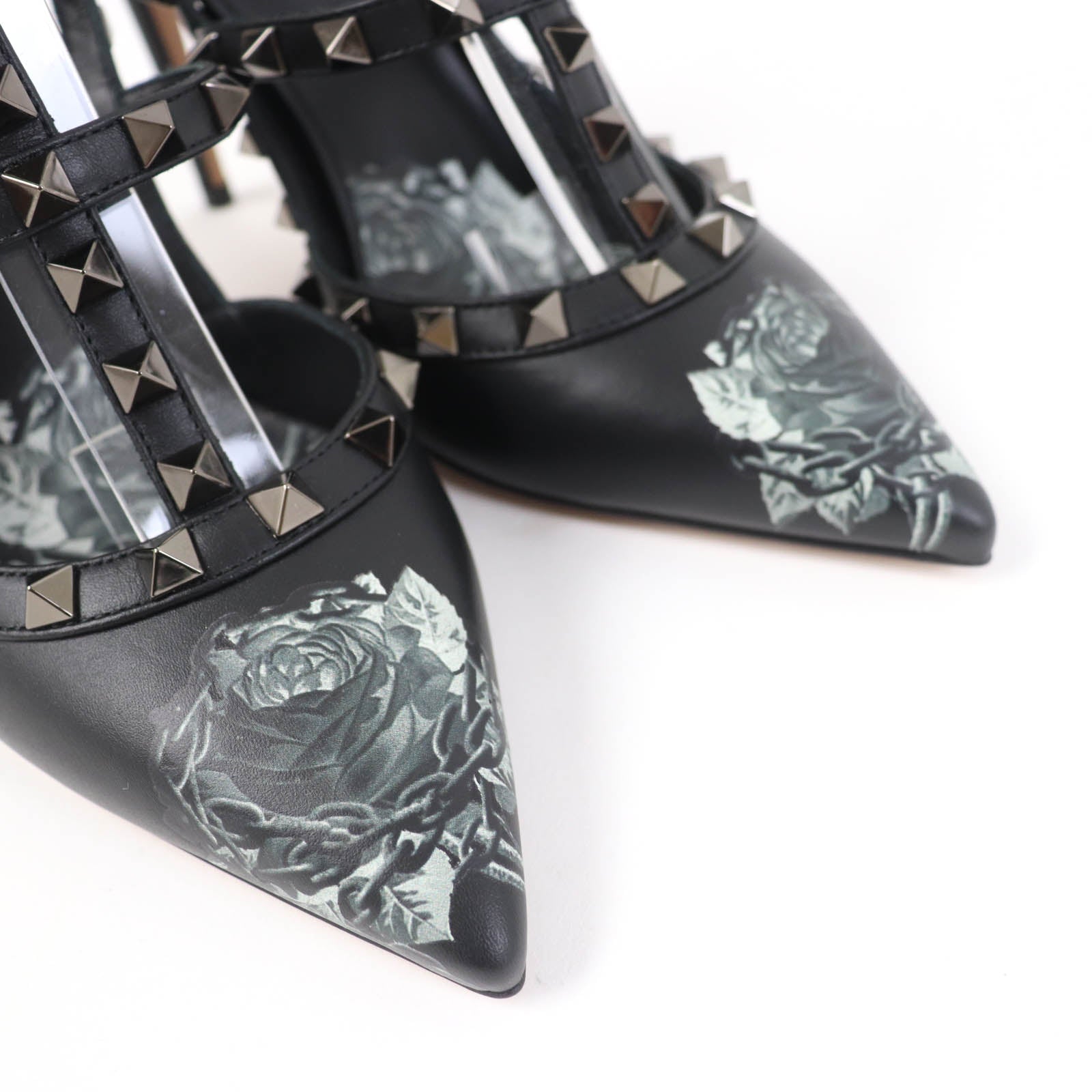 Valentino Rockstud Floral Print Leather Pumps