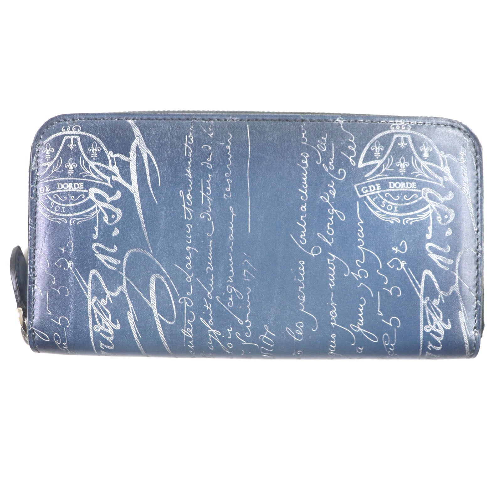 Berluti Itauba Calligraphy Zip Wallet Navy