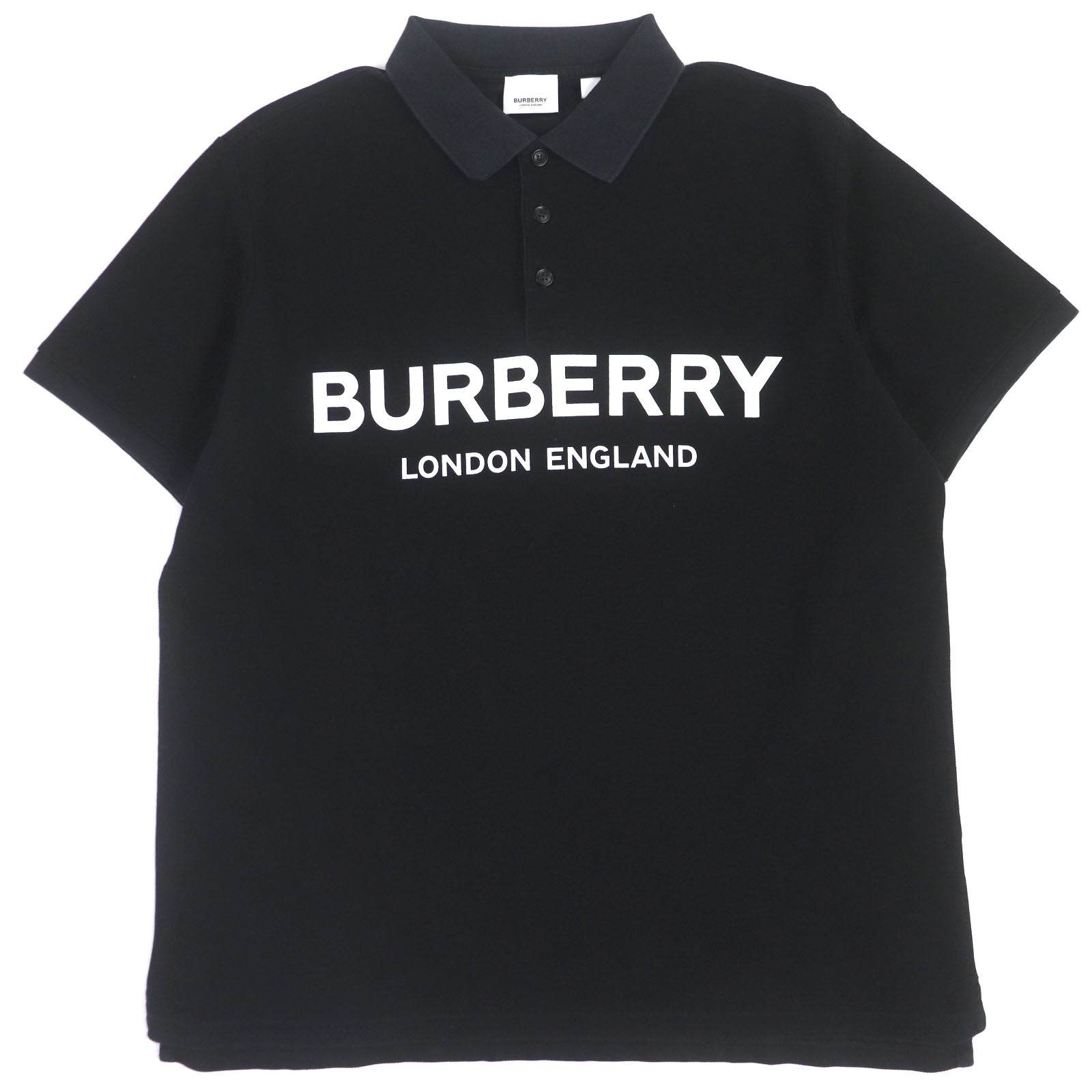 Burberry Logo Print Cotton Polo Shirt Black M