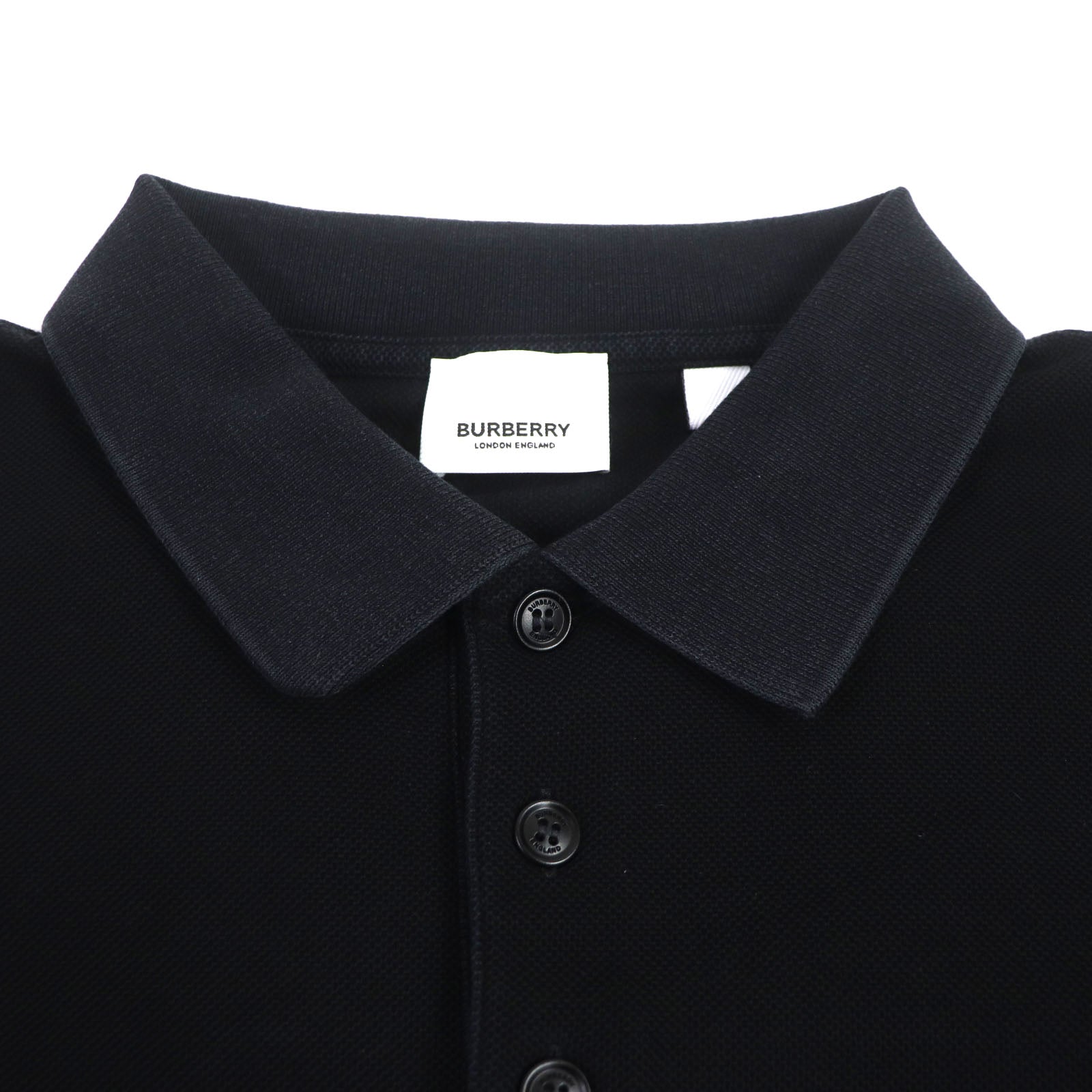 Burberry Logo Print Cotton Polo Shirt Black M