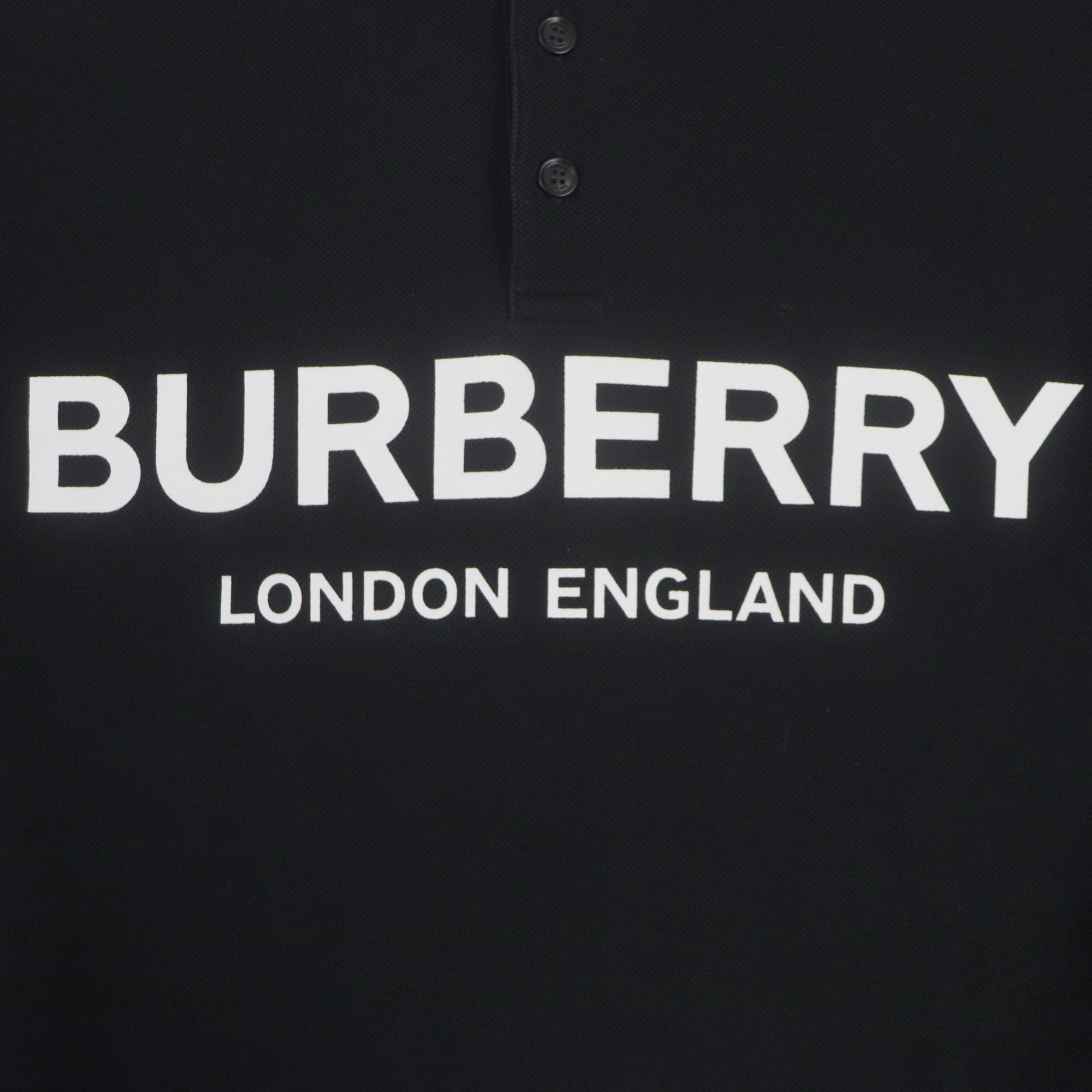 Burberry Logo Print Cotton Polo Shirt Black M