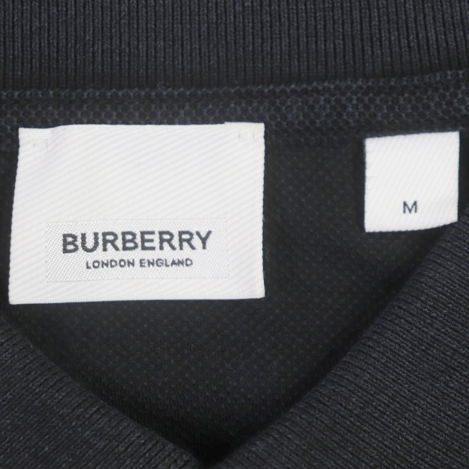 Burberry Logo Print Cotton Polo Shirt Black M