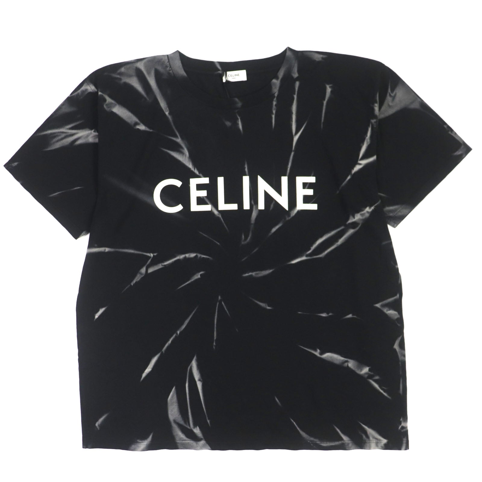 CELINE Loose T-shirt Cotton Logo Print Black XL