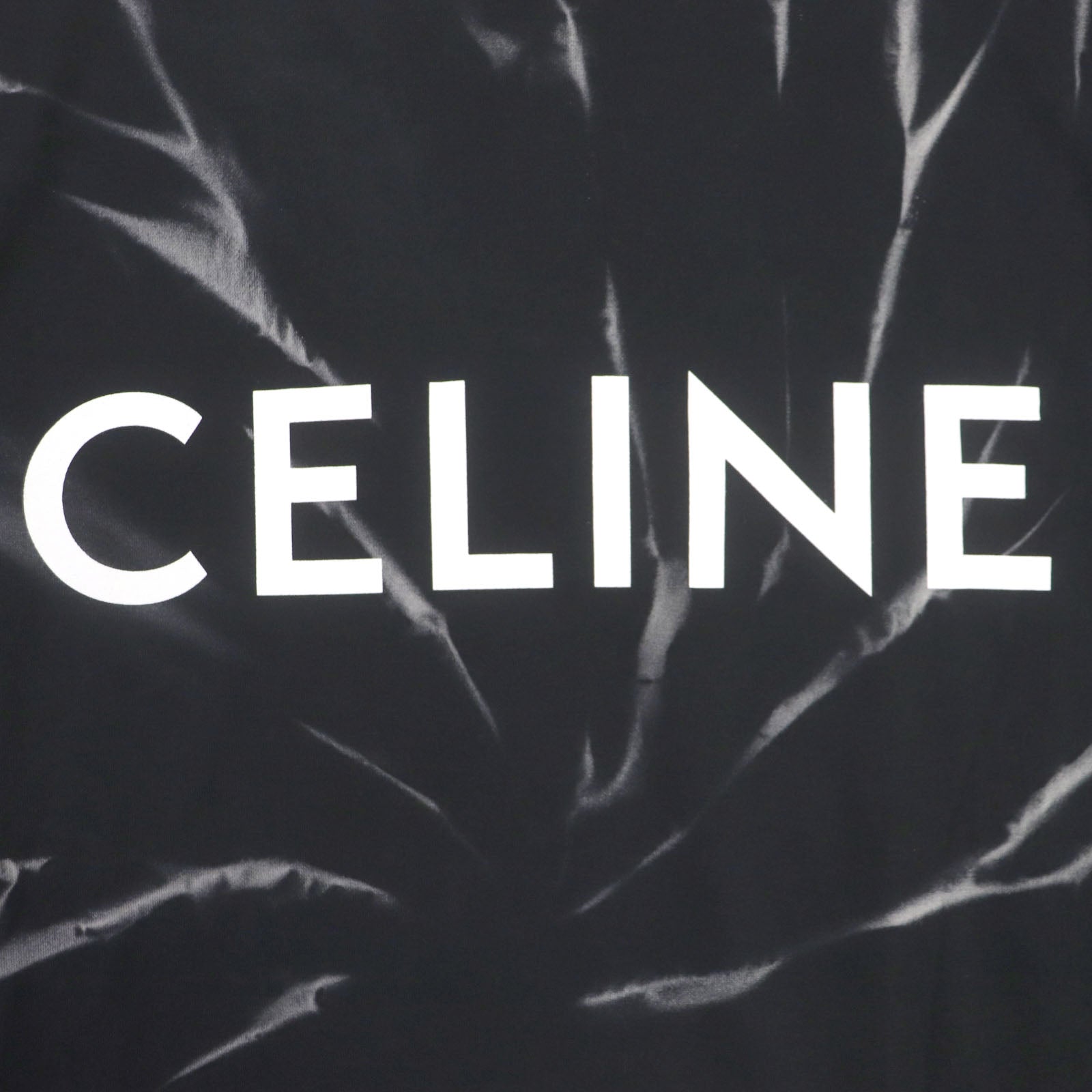 CELINE Loose T-shirt Cotton Logo Print Black XL