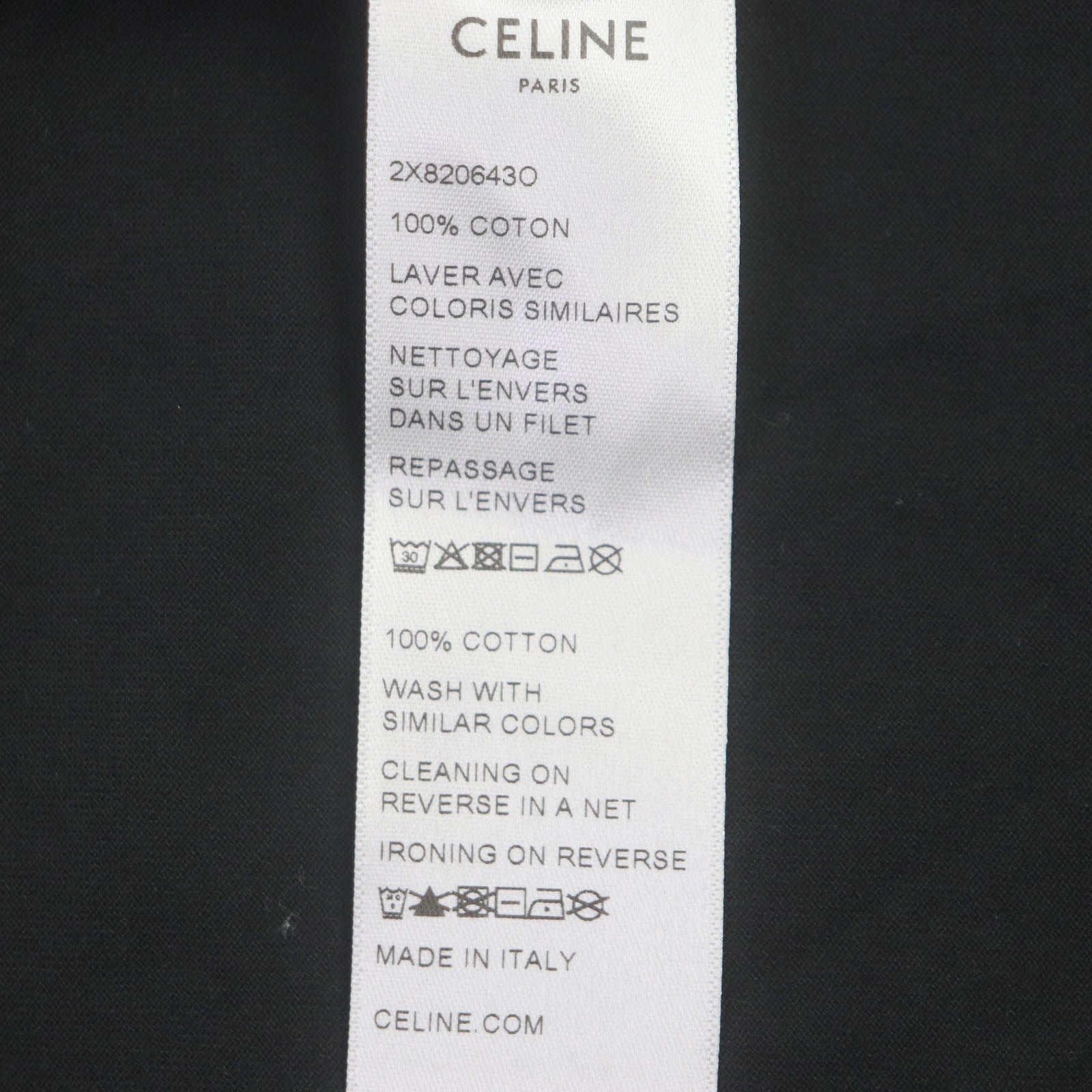 CELINE Loose T-shirt Cotton Logo Print Black XL