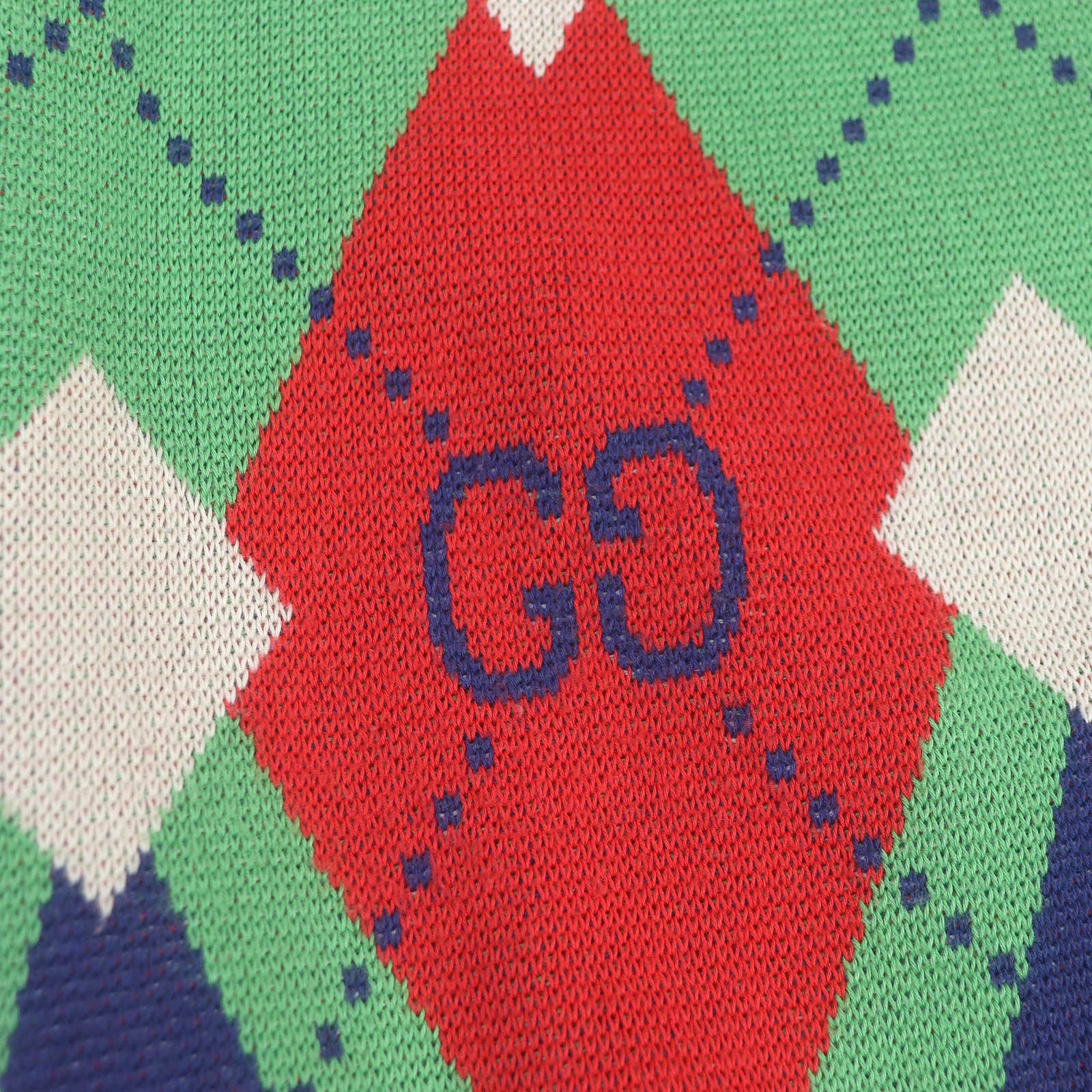 GUCCI GG Logo Argyle V-Neck Knit Gilet Green S