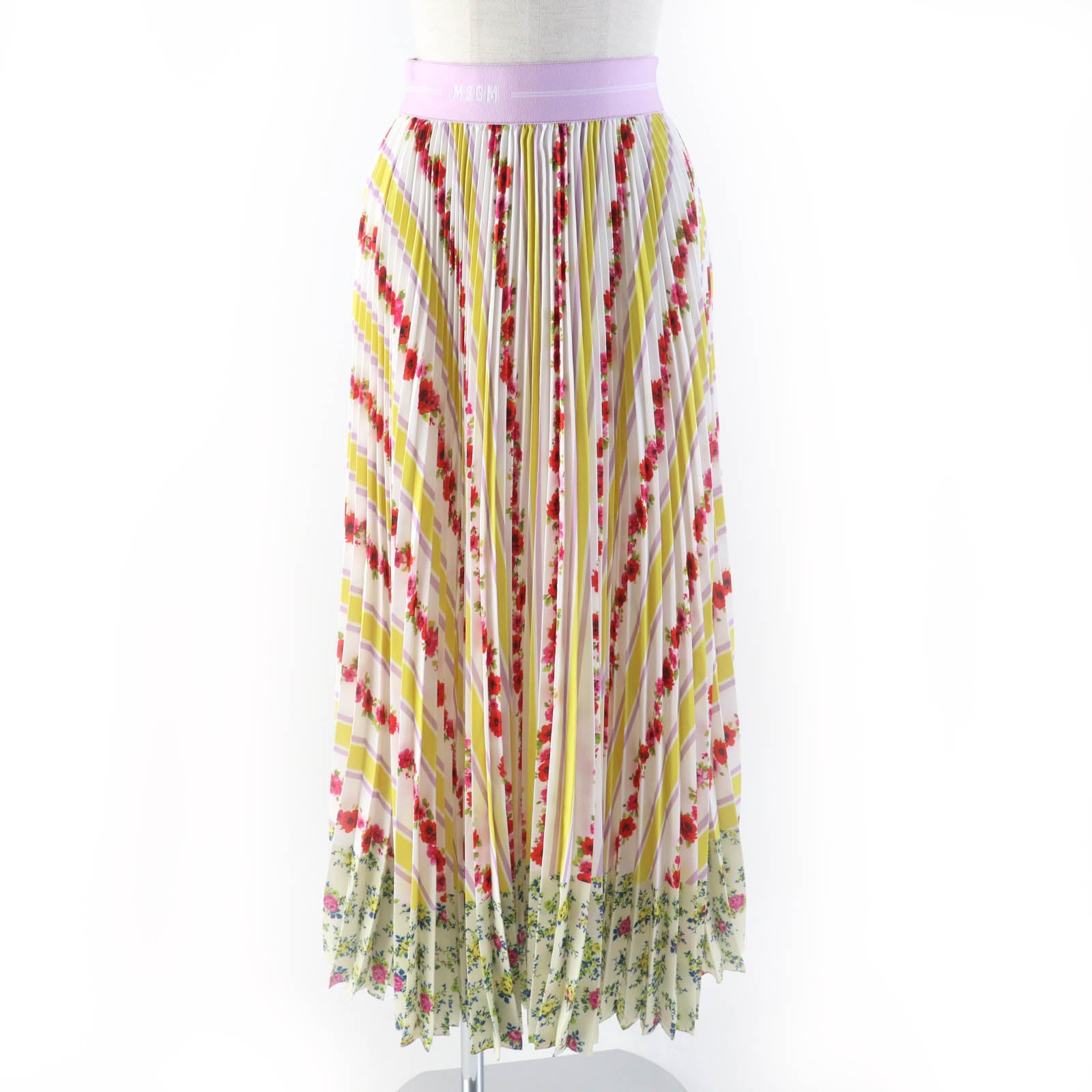 MSGM Multi Flower Pleated Skirt 36 Women