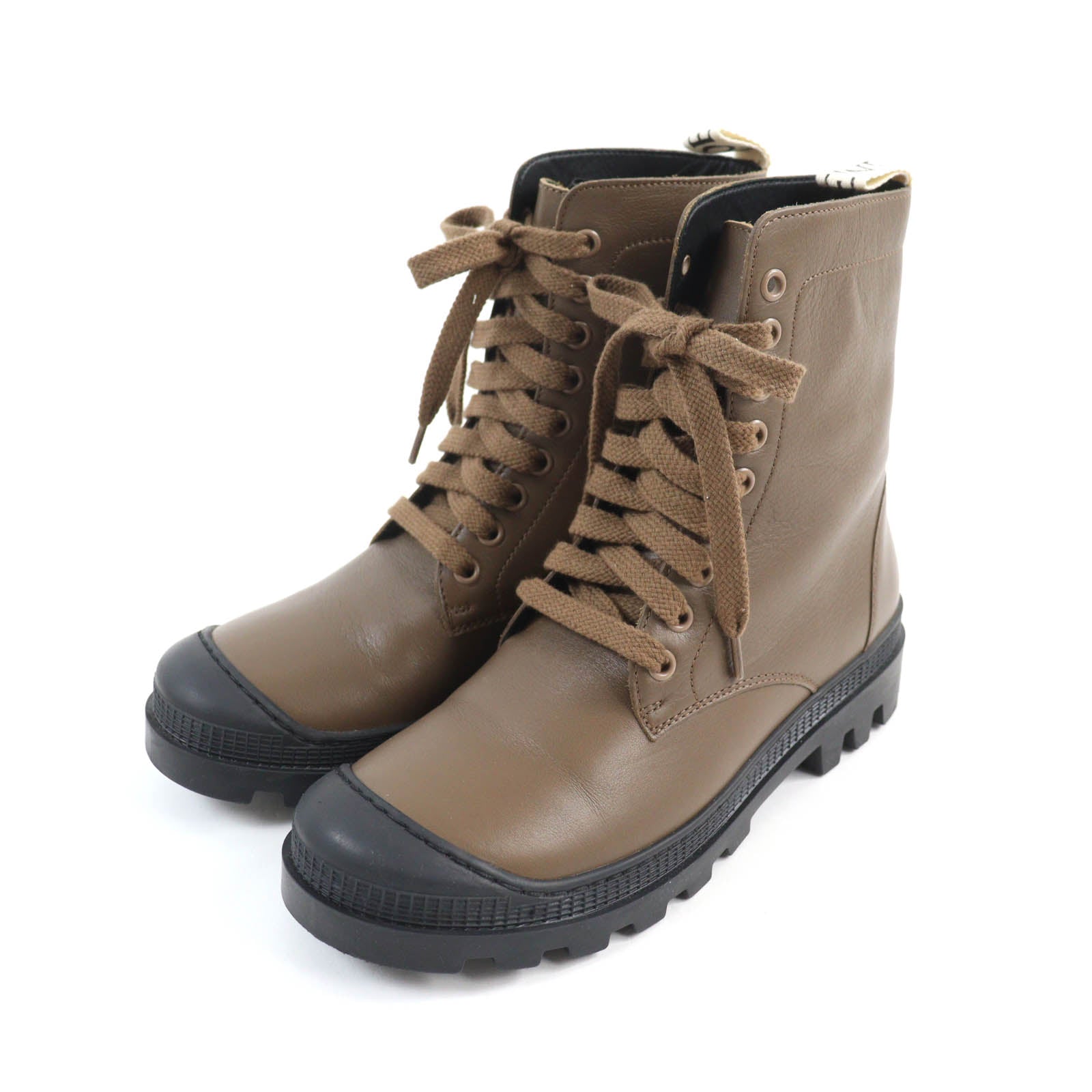 Loewe Leather Lace-up Combat Boots Brown 37