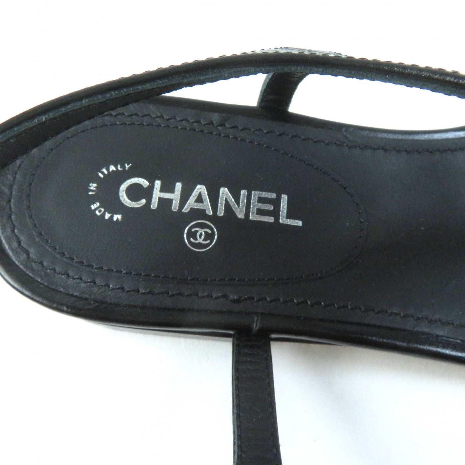 Chanel COCO Mark Star Pearl Sandals Black