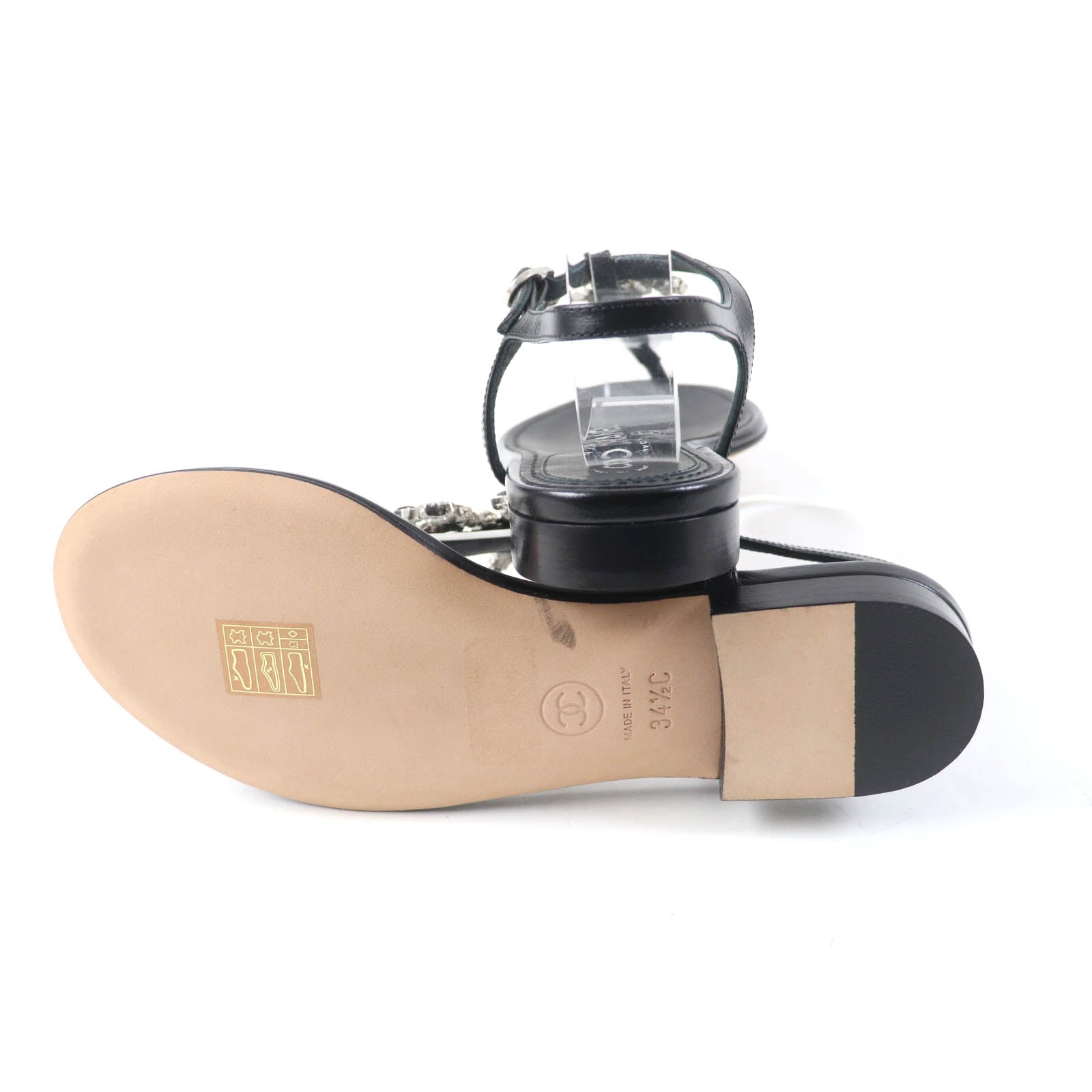 Chanel COCO Mark Star Pearl Sandals Black