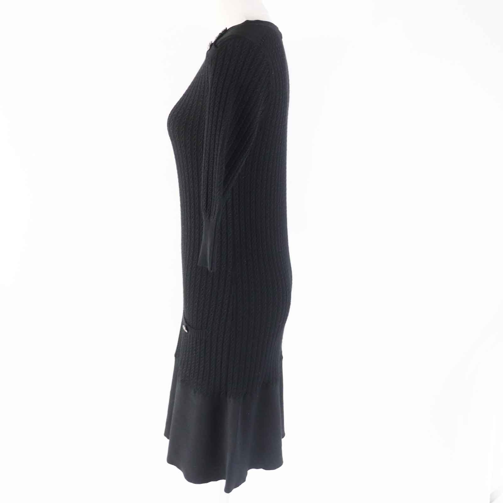 Chanel Knit One Piece Dress Black 36