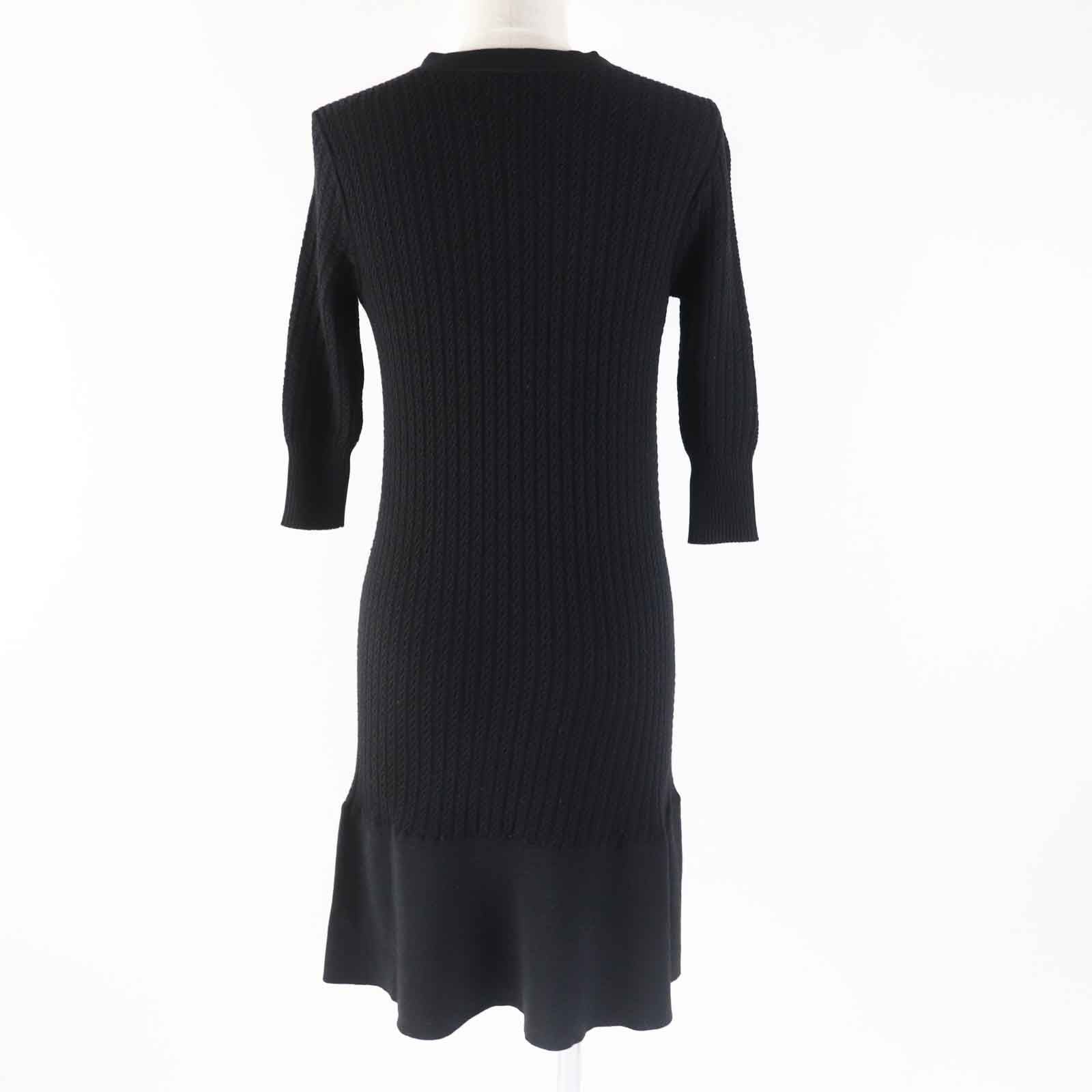 Chanel Knit One Piece Dress Black 36