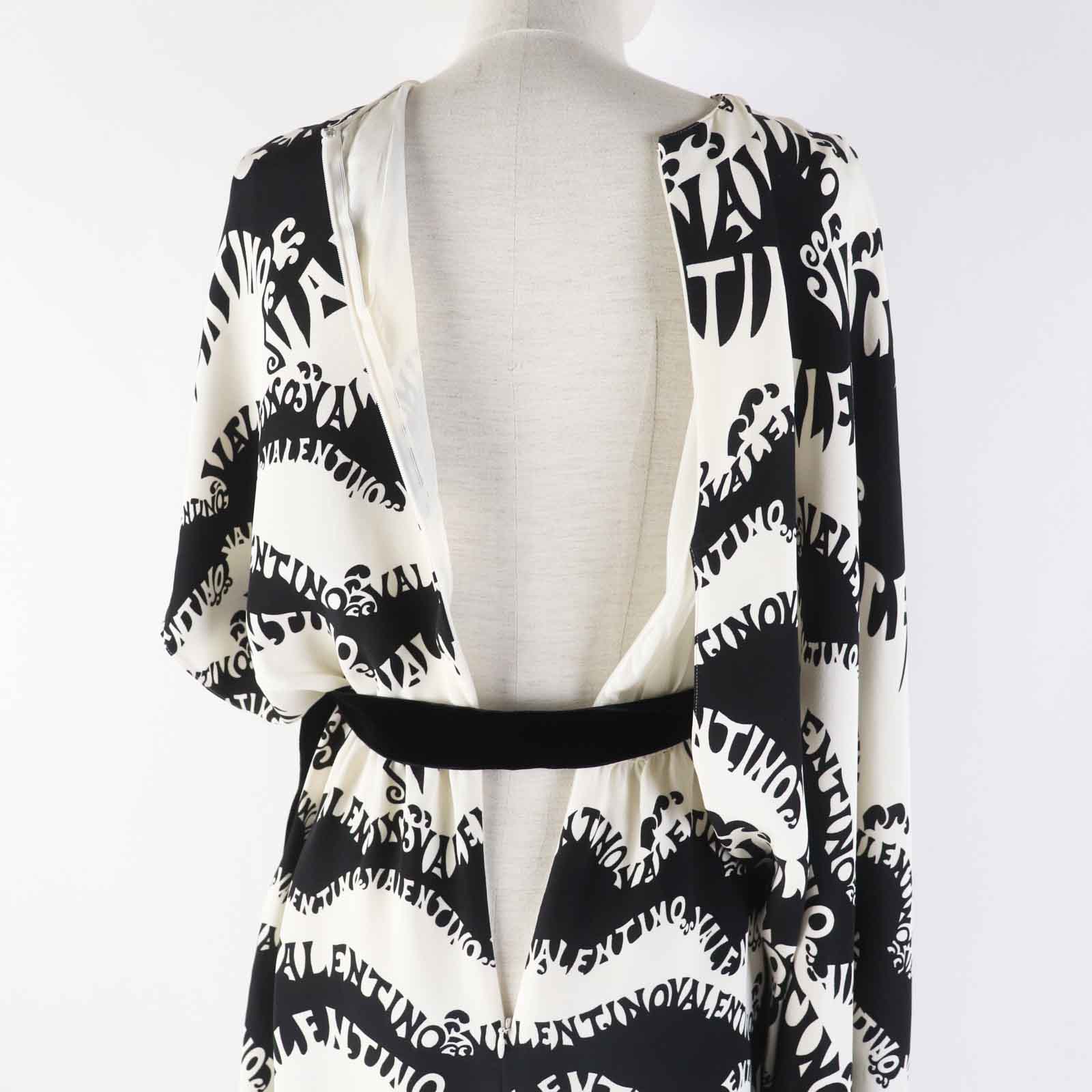 Valentino Silk Nylon Monogram Dress Black White