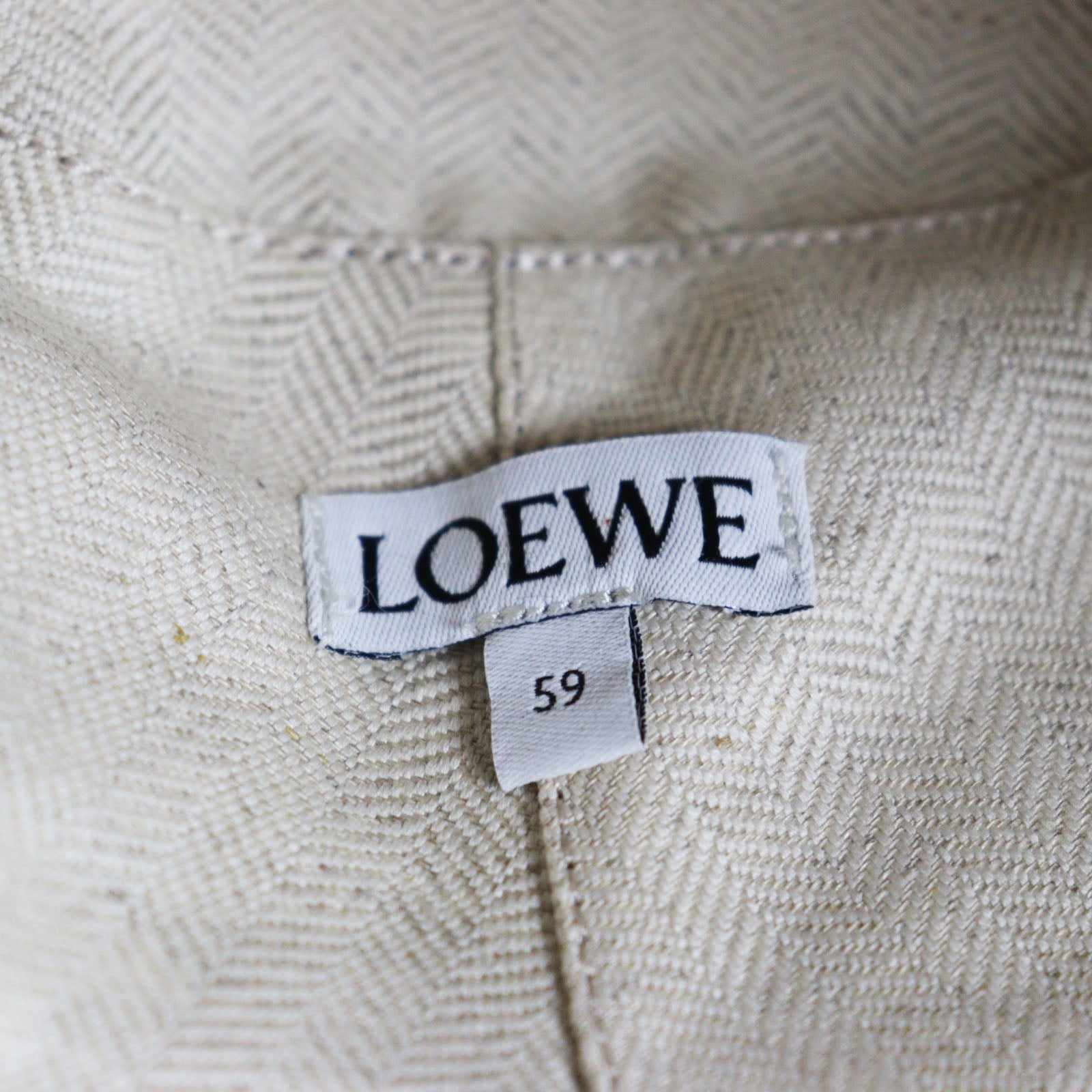 Loewe Cotton Calfskin Canvas Bucket Hat Beige