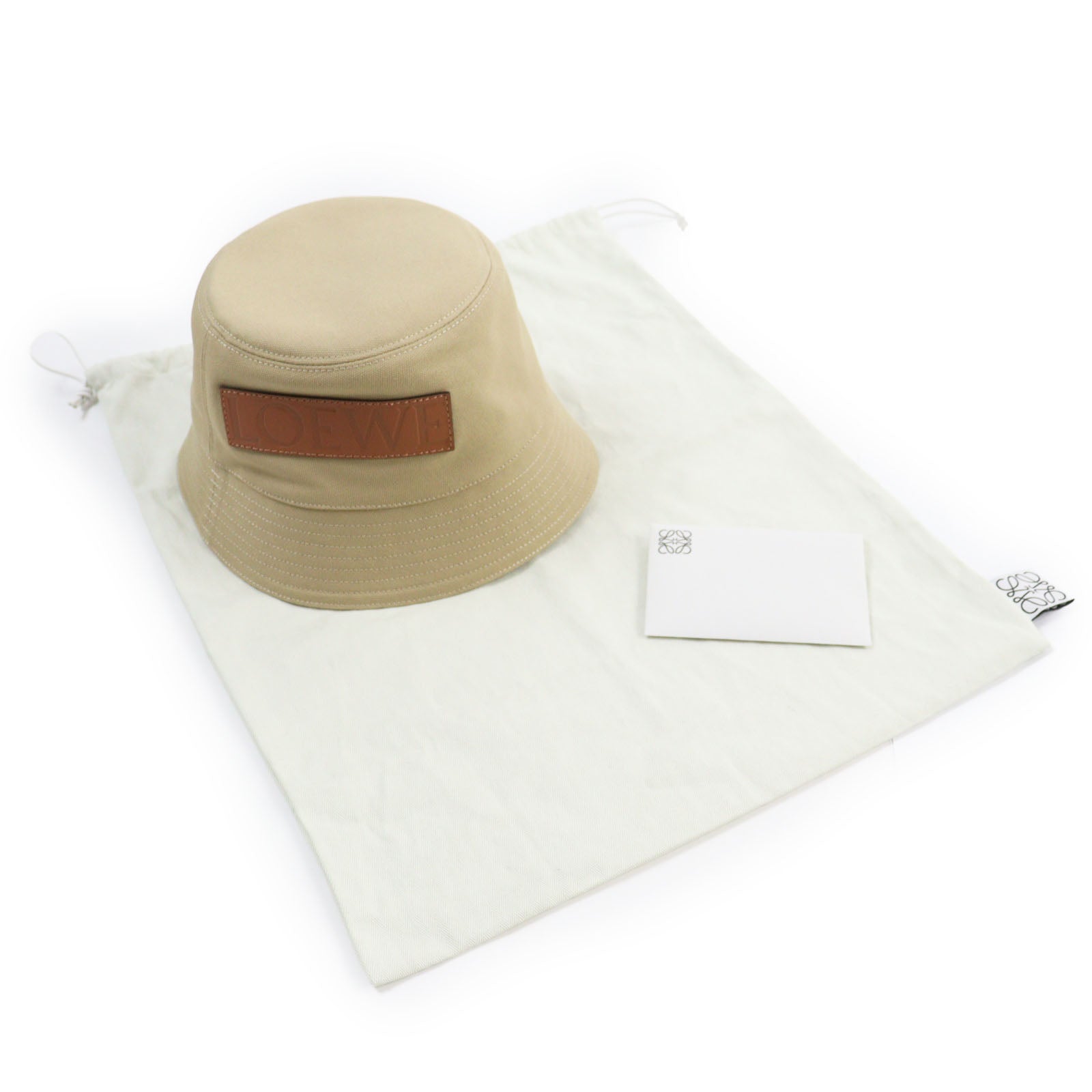 Loewe Cotton Calfskin Canvas Bucket Hat Beige