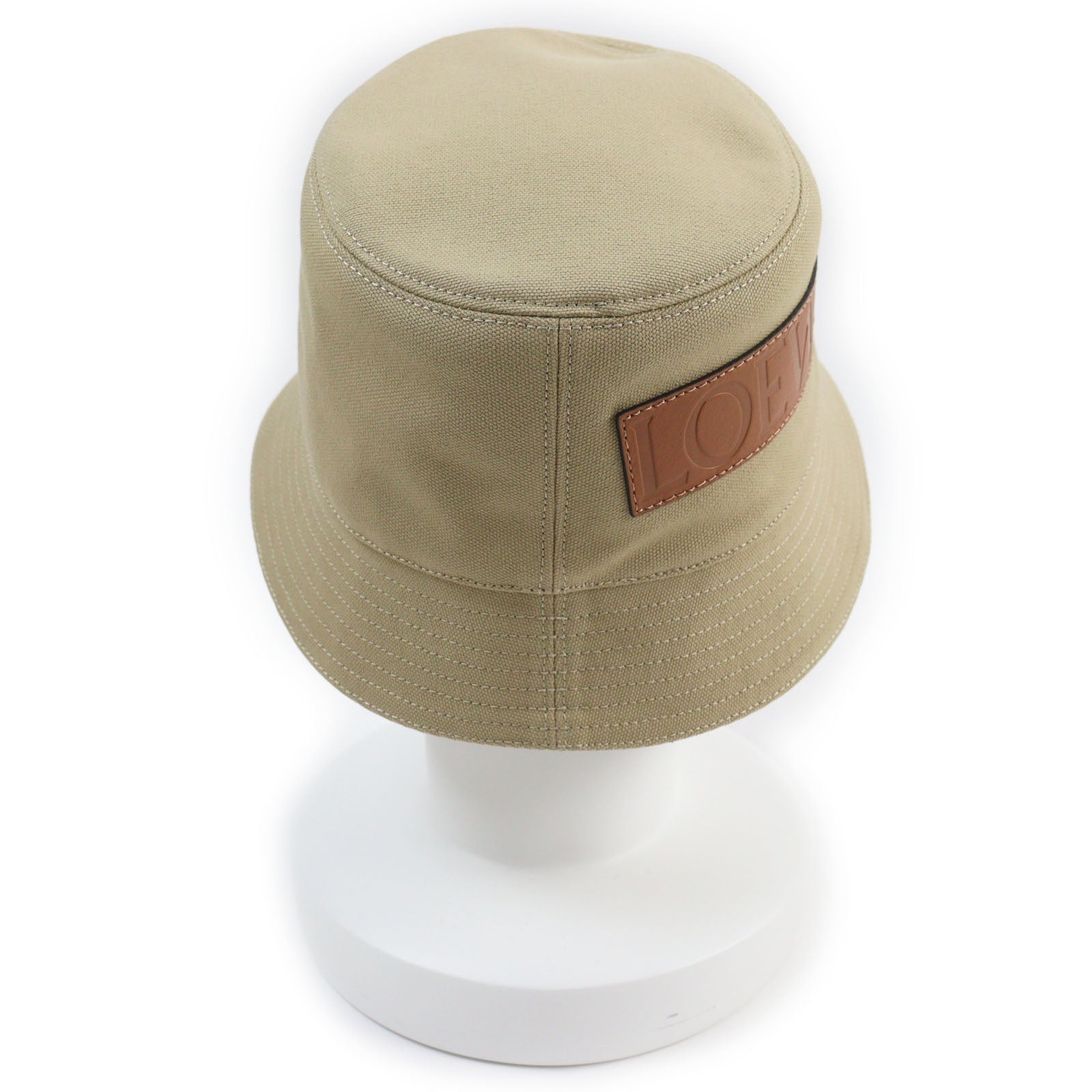 Loewe Cotton Calfskin Canvas Bucket Hat Beige