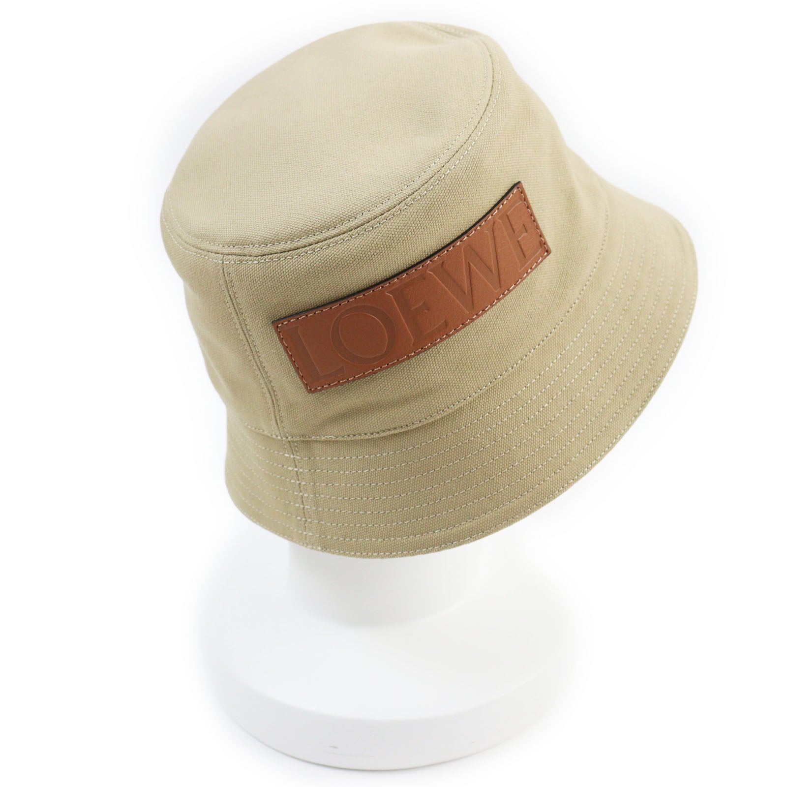 Loewe Cotton Calfskin Canvas Bucket Hat Beige