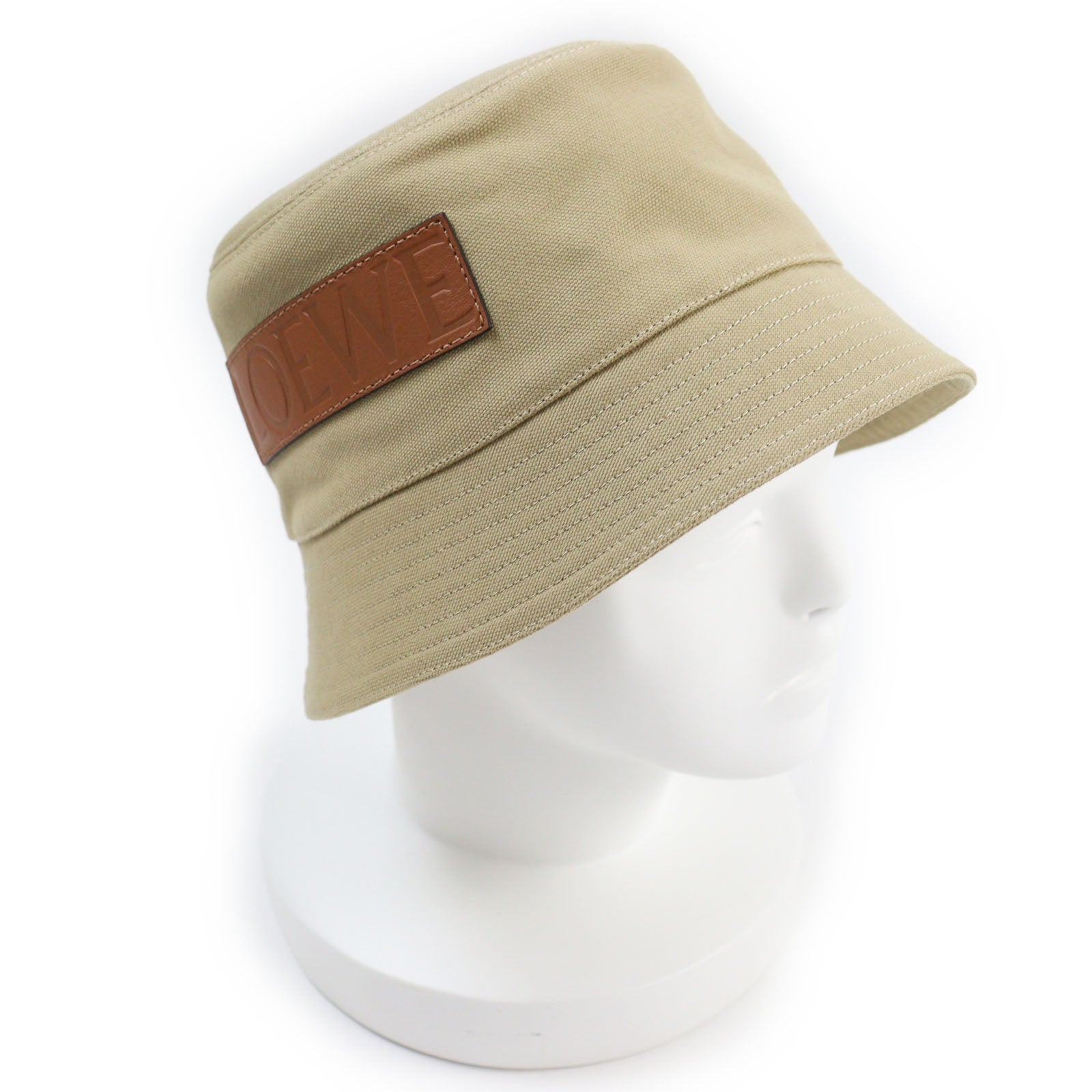 Loewe Cotton Calfskin Canvas Bucket Hat Beige