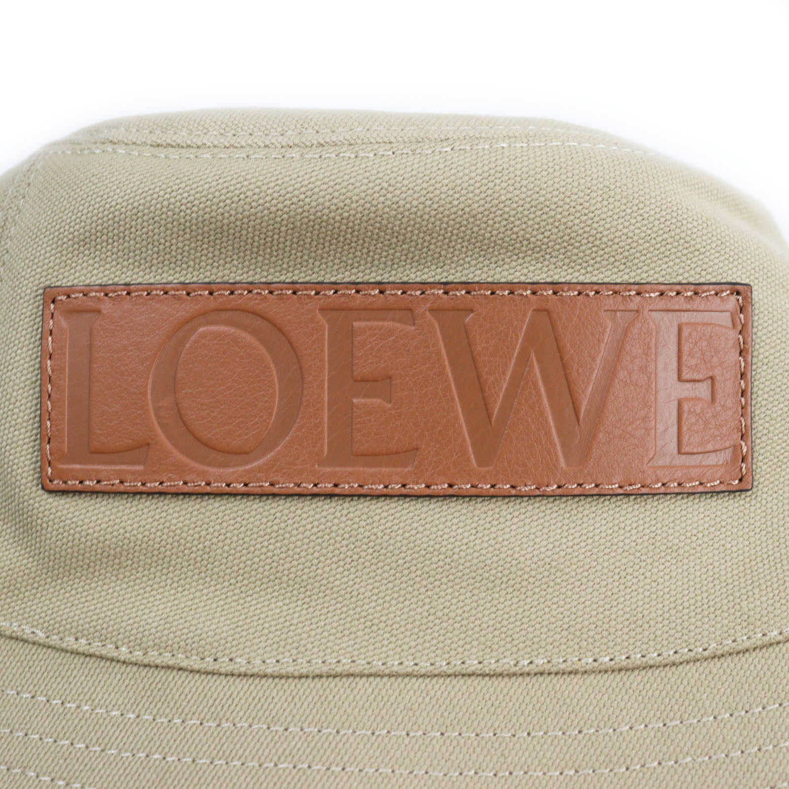 Loewe Cotton Calfskin Canvas Bucket Hat Beige