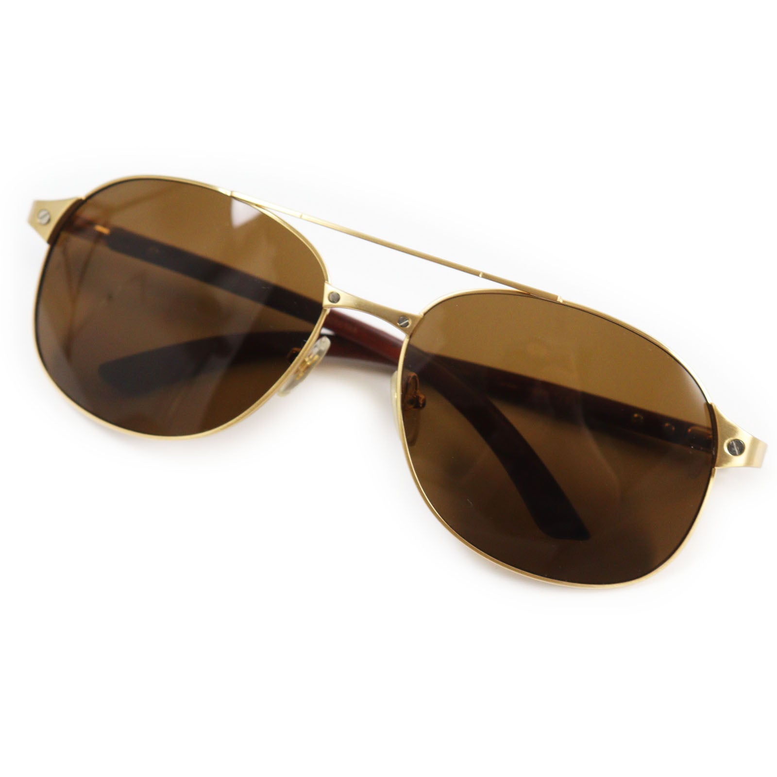 Cartier Teardrop Santos Sunglasses Gold Brown