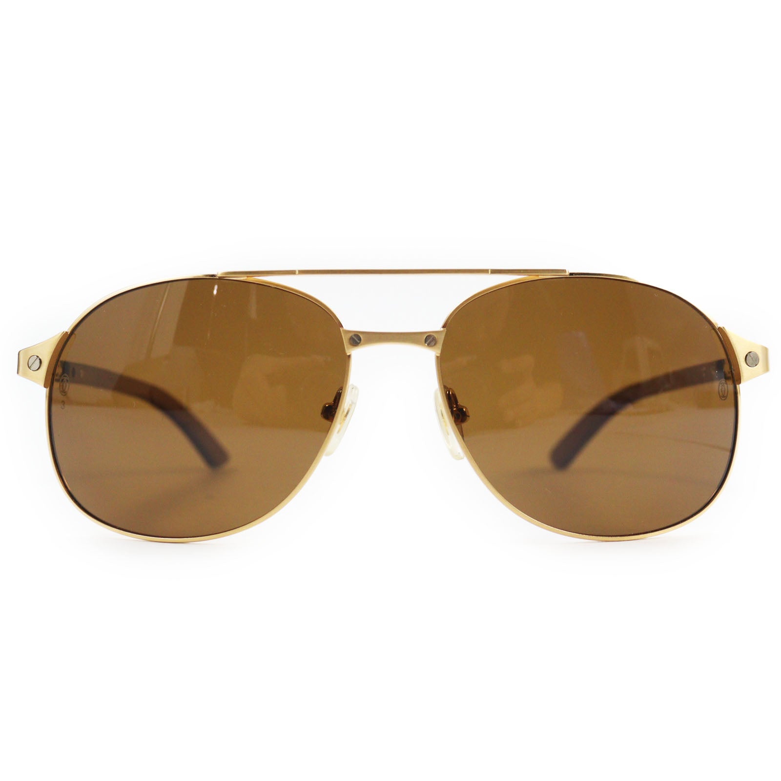 Cartier Teardrop Santos Sunglasses Gold Brown