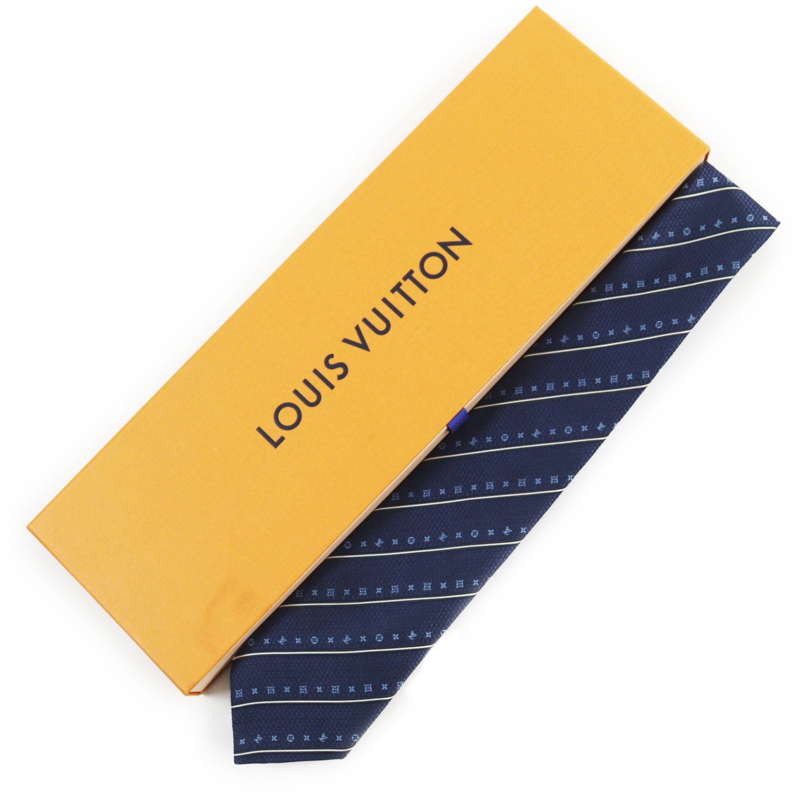 Louis Vuitton Monogram Stripe Tie Navy