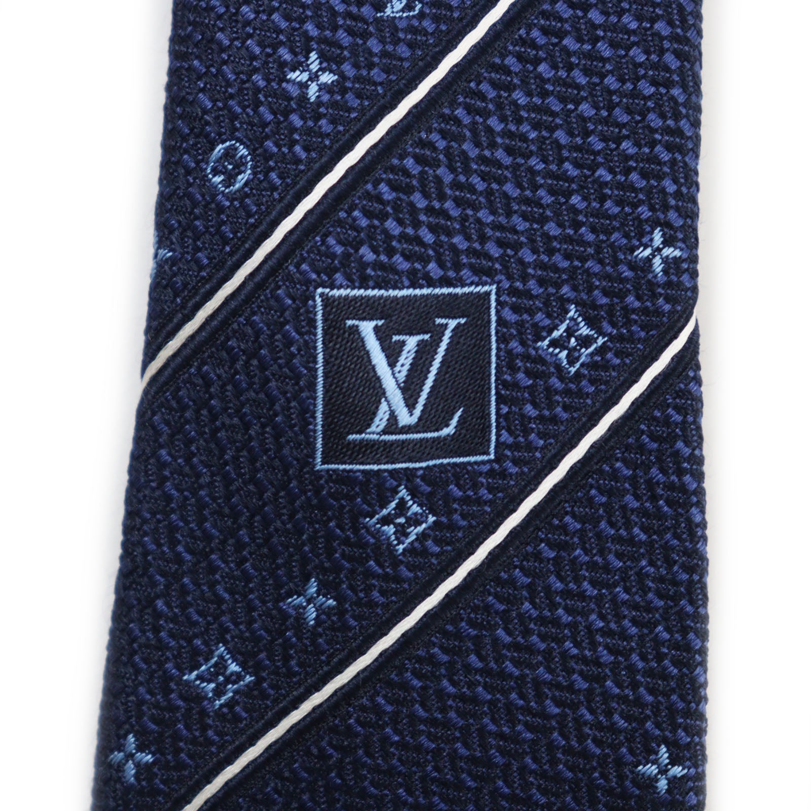 Louis Vuitton Monogram Stripe Tie Navy