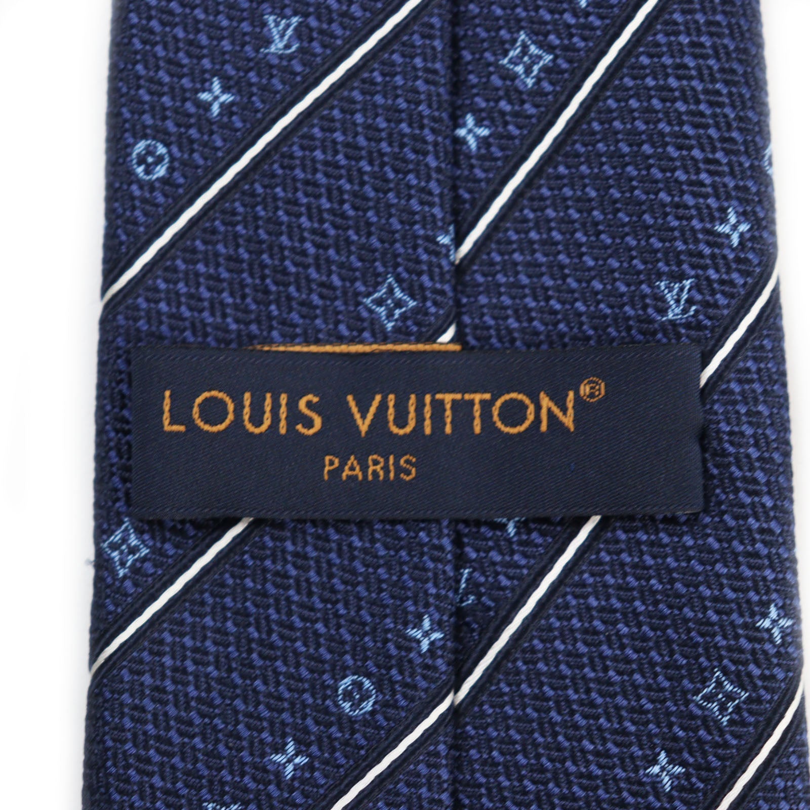 Louis Vuitton Monogram Stripe Tie Navy