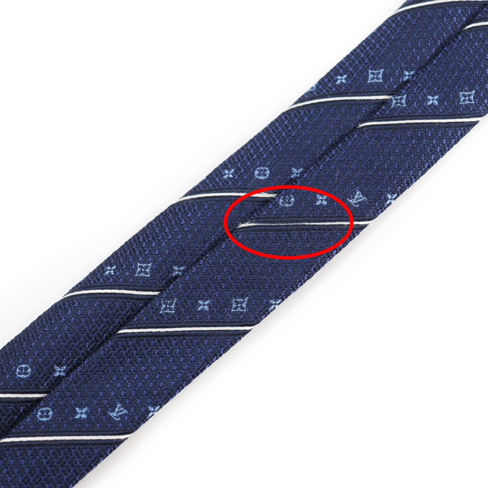 Louis Vuitton Monogram Stripe Tie Navy