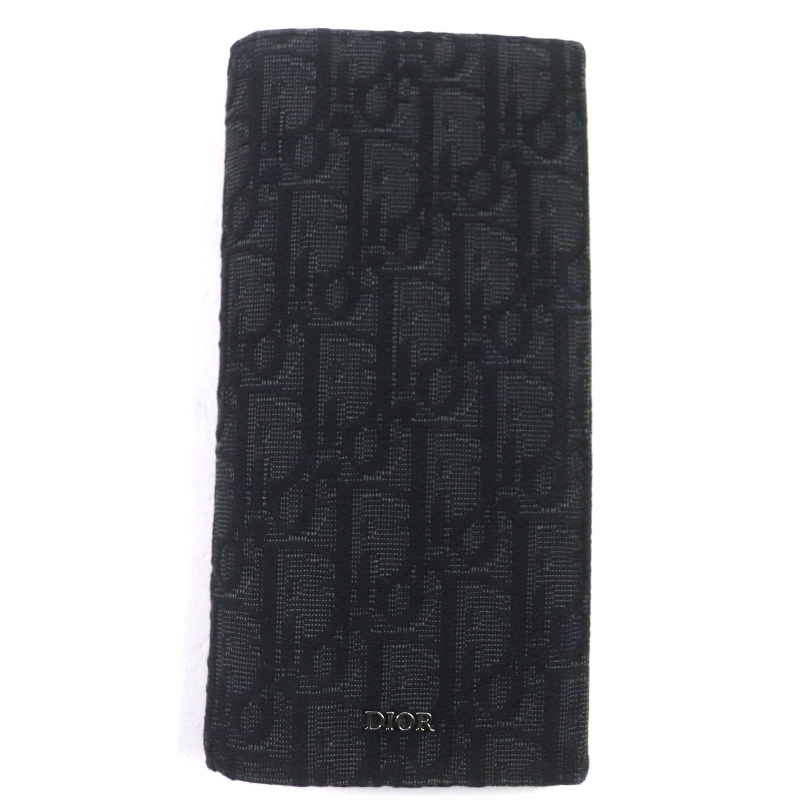 Dior Oblique Vertical Long Wallet Canvas Leather