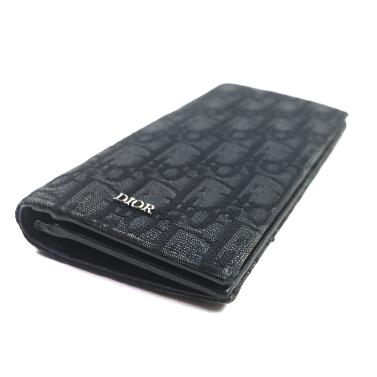 Dior Oblique Vertical Long Wallet Canvas Leather