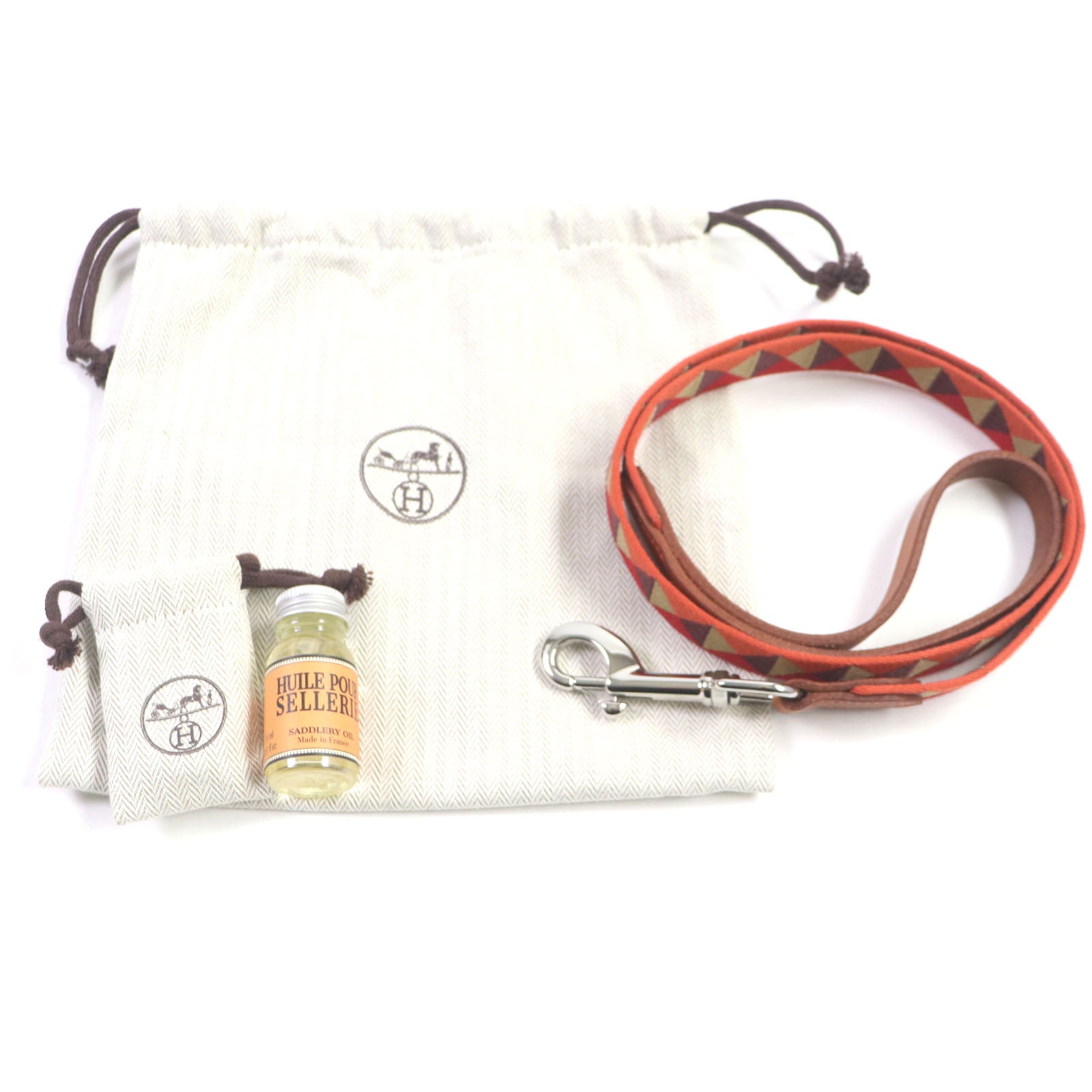 HERMES Nylon Polyester Leather Dog Lead Strap