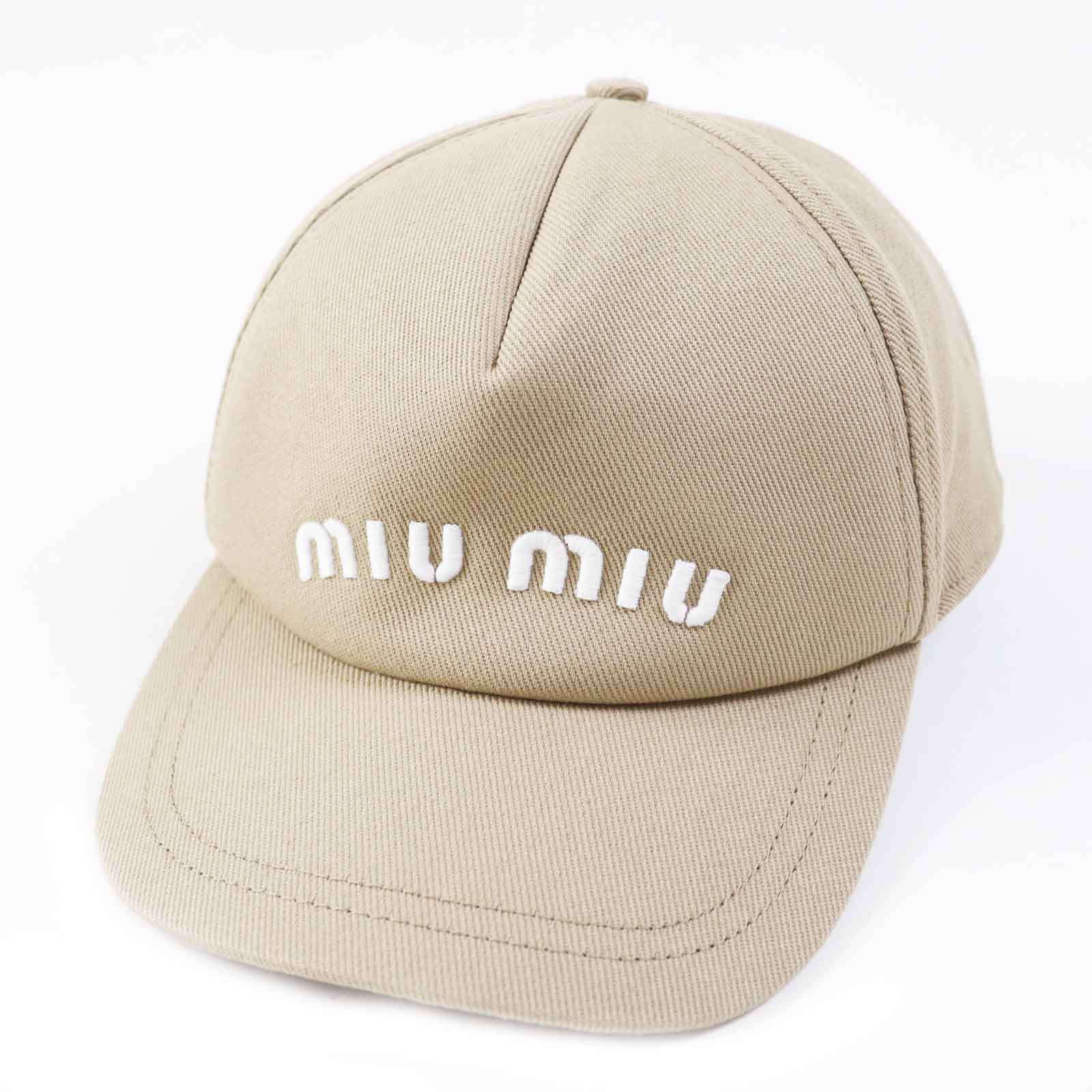 MIUMIU Cotton Logo Embroidered Baseball Cap Beige