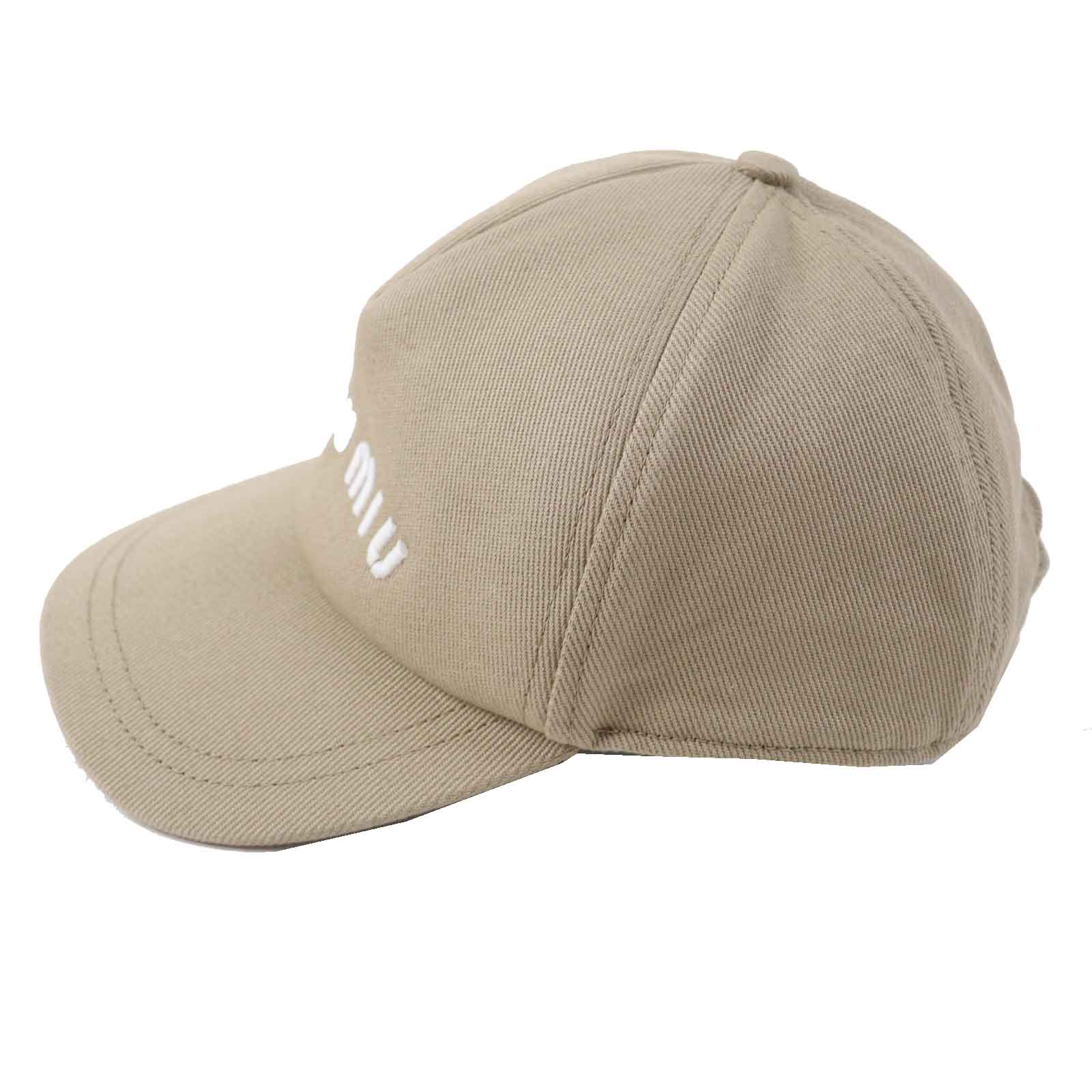 MIUMIU Cotton Logo Embroidered Baseball Cap Beige