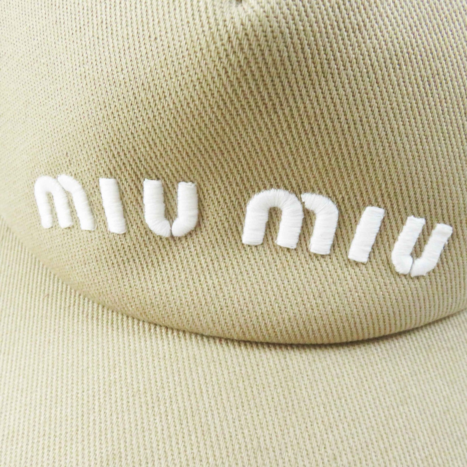 MIUMIU Cotton Logo Embroidered Baseball Cap Beige