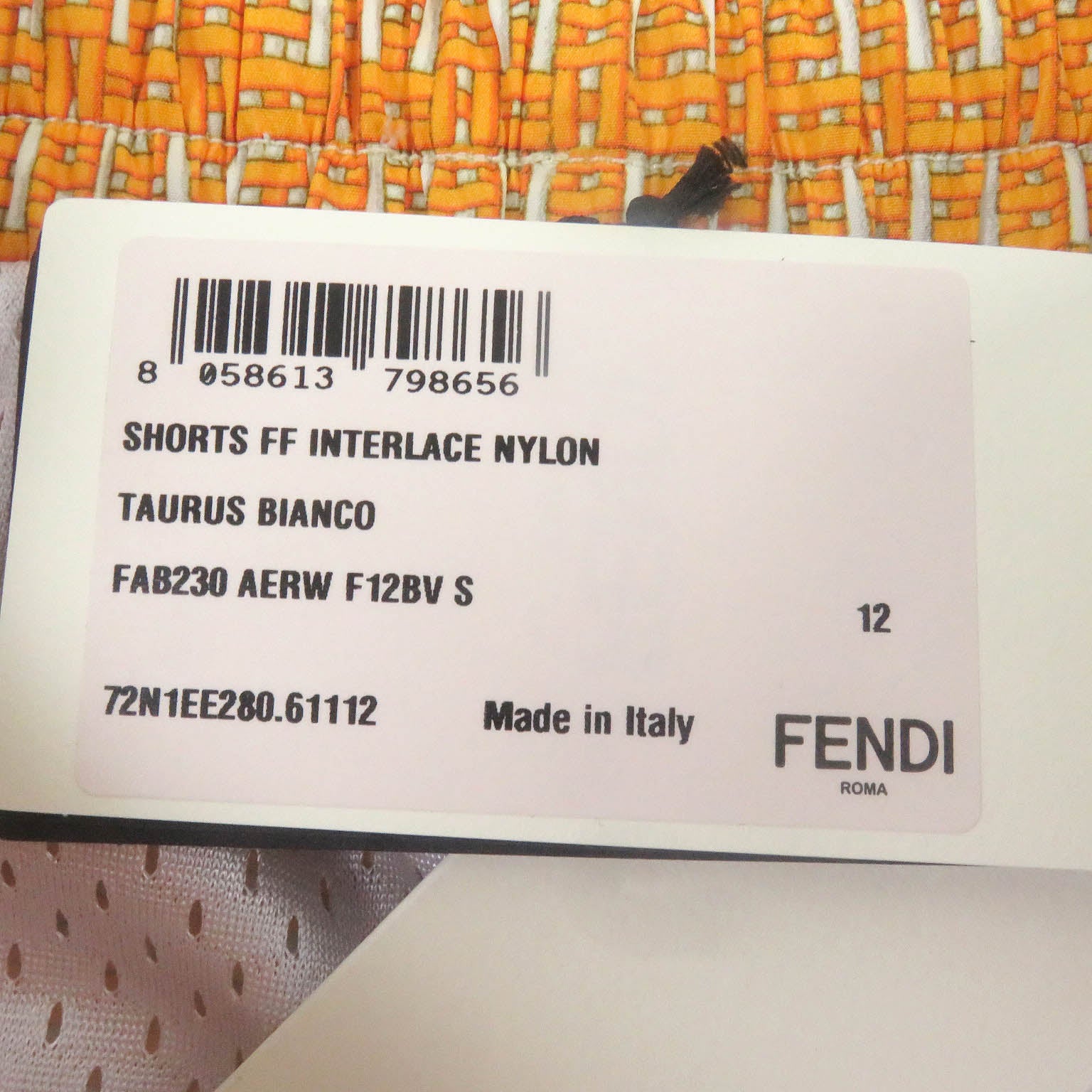 Fendi FF Logo Print Swim Shorts Orange S